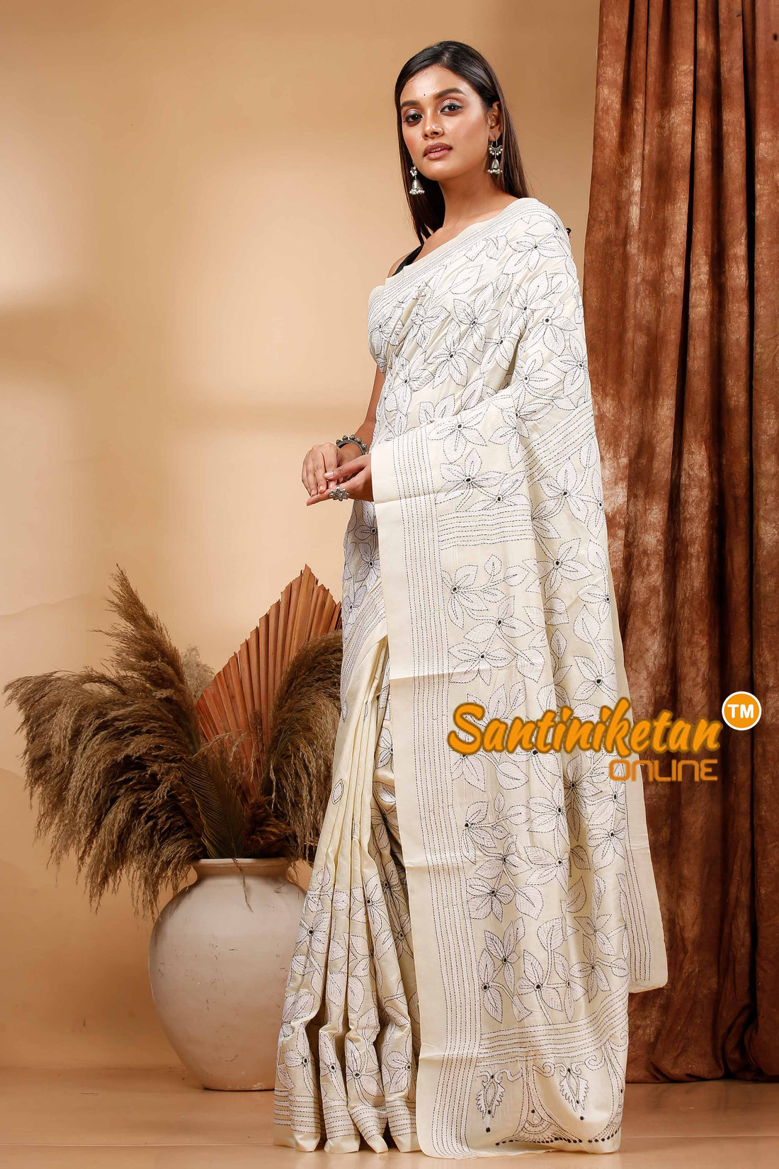 Tussar Silk Kantha Stitch Saree SN202420186