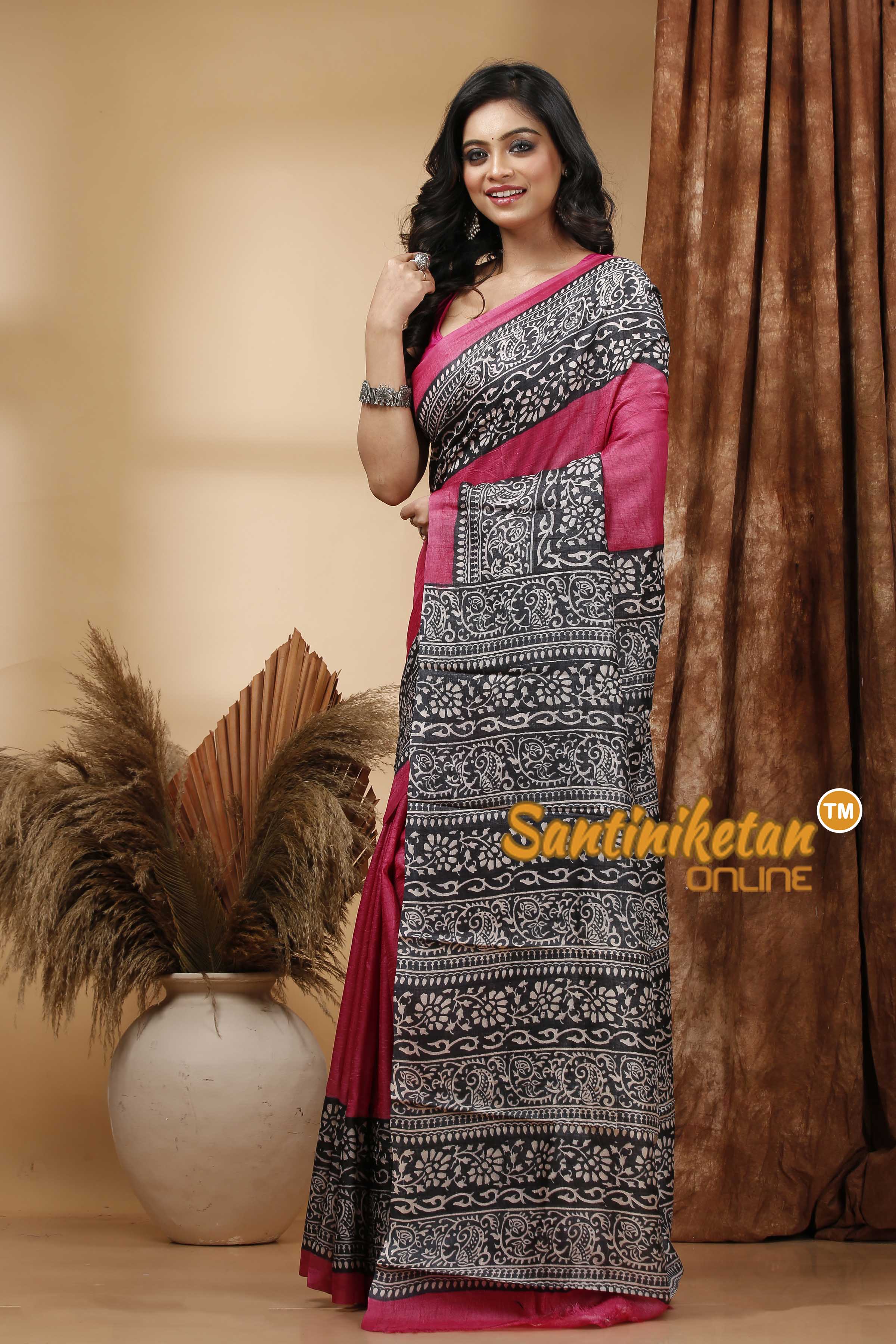 Pure Tussar Hand Block Painted Saree SN202420397