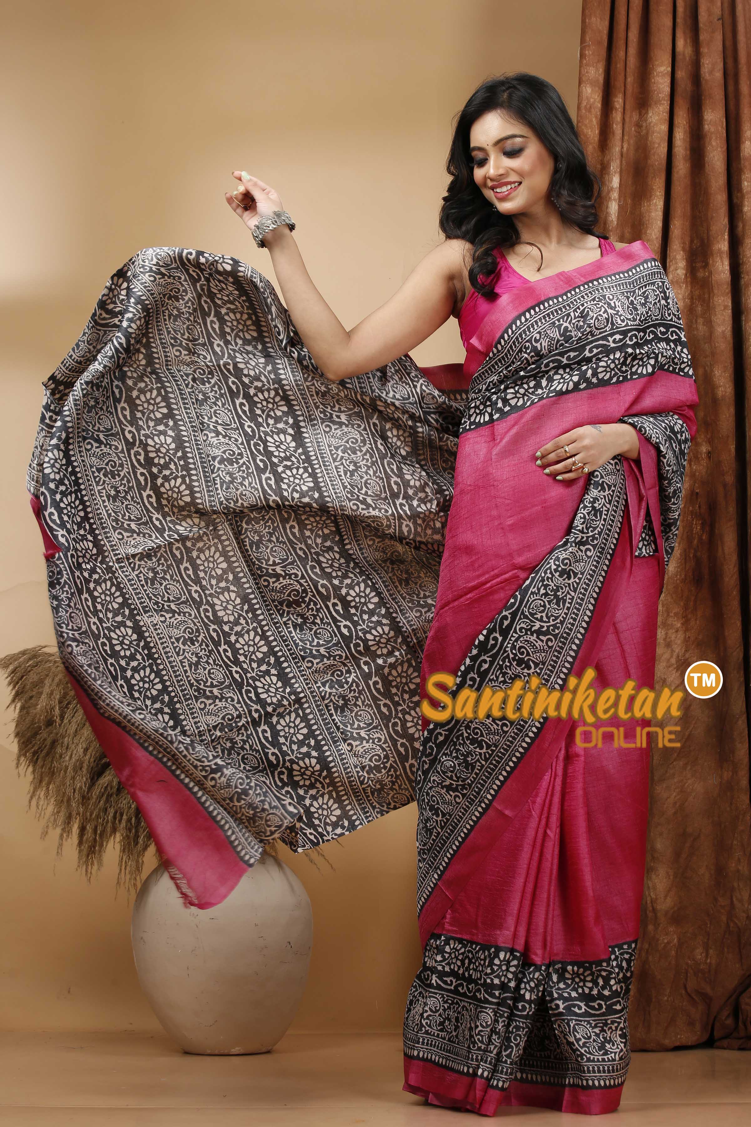 Pure Tussar Hand Block Painted Saree SN202420397