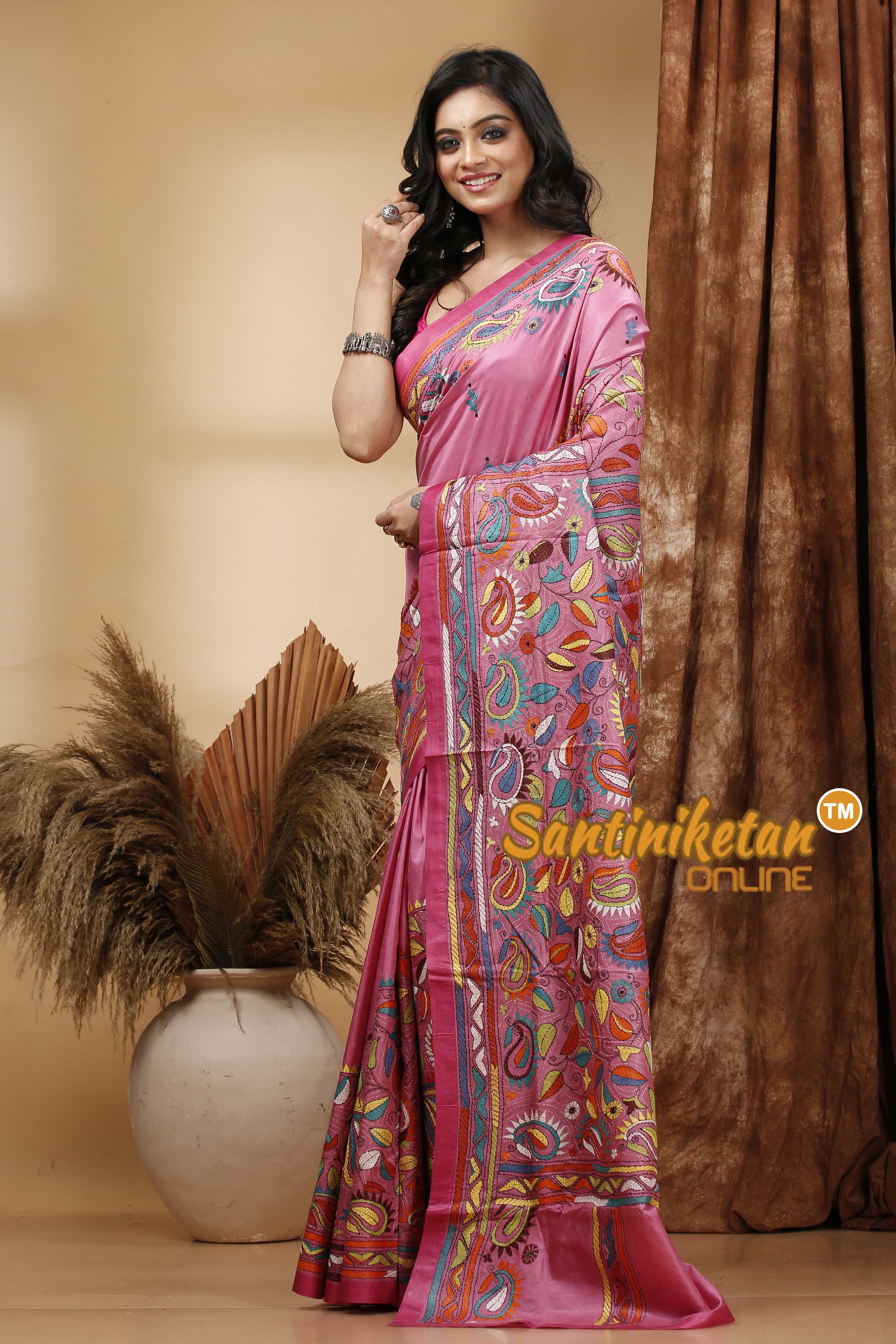 Pure Bangalore Silk Kantha Stitch Saree SN202420473