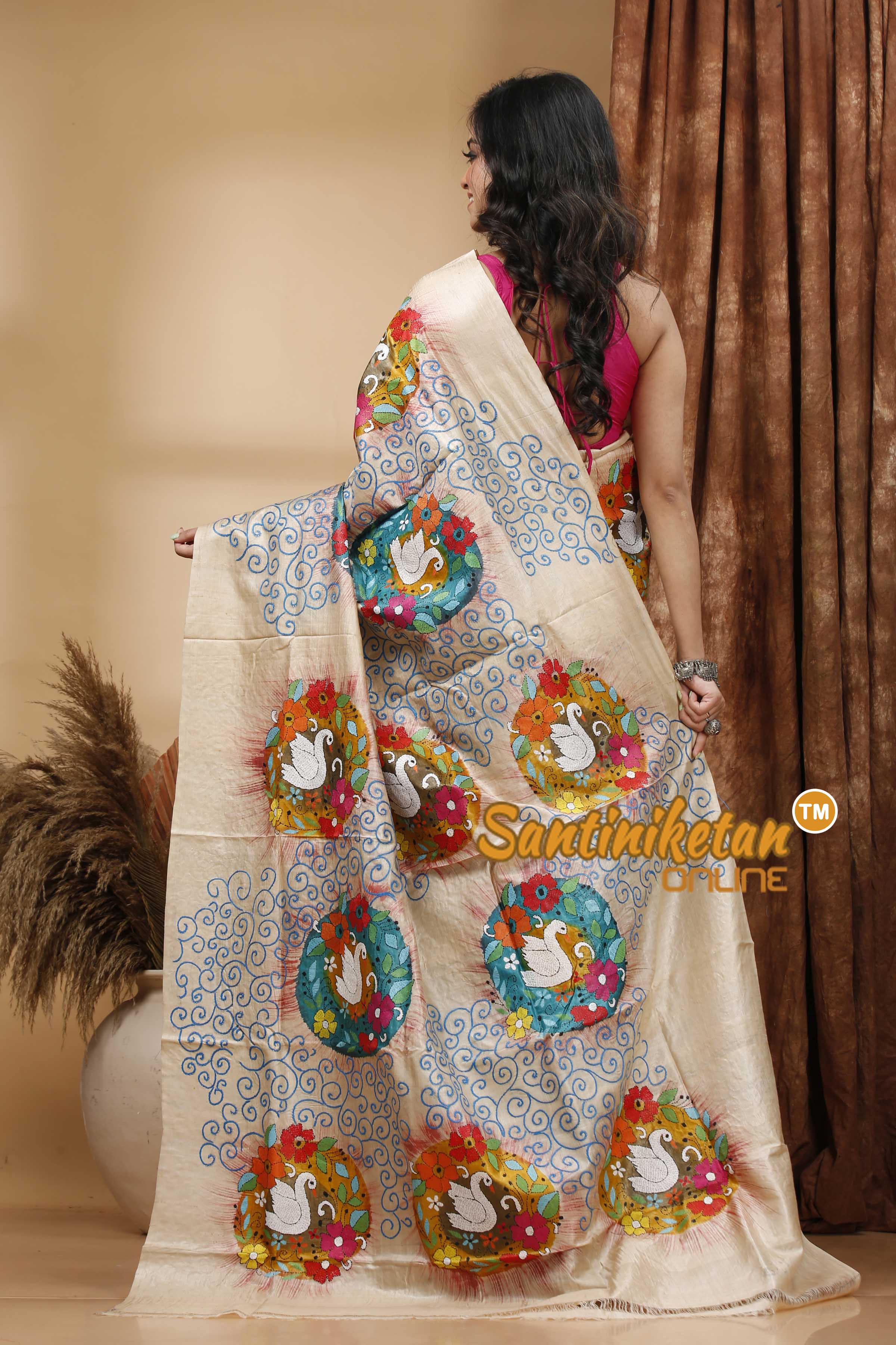 Pure Gachi Tussar Silk Kantha Stitch Saree SN202420529