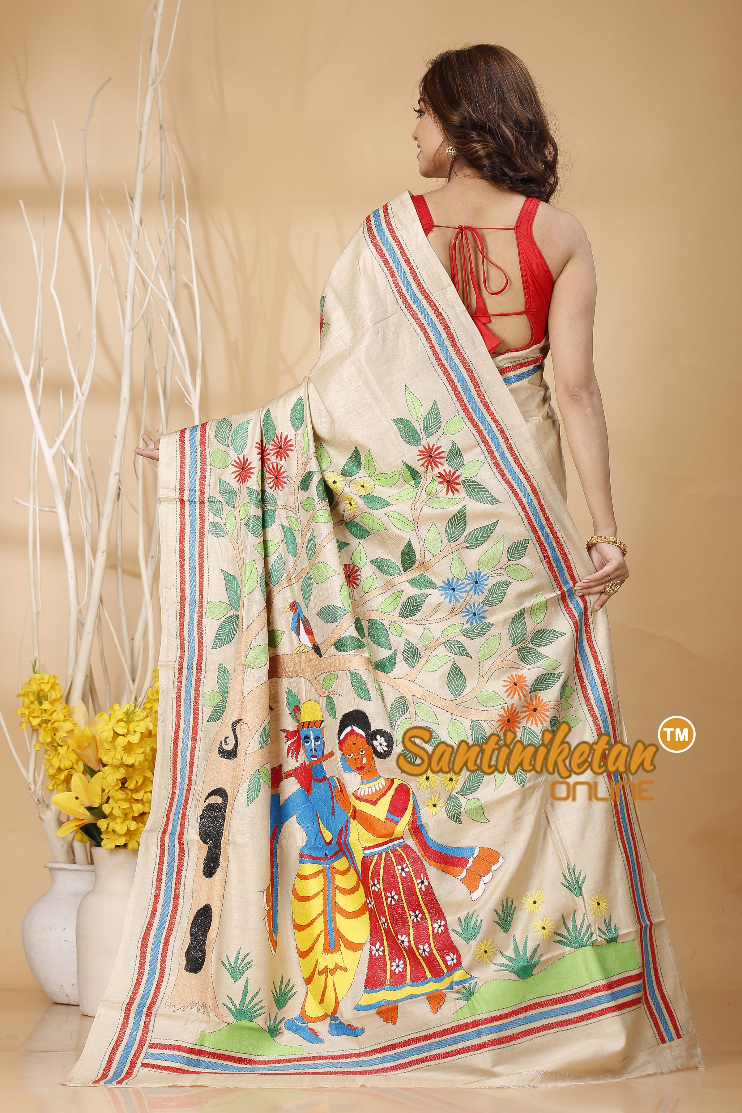 Pure Gachi Tussar Silk Kantha Stitch Saree SN202420676
