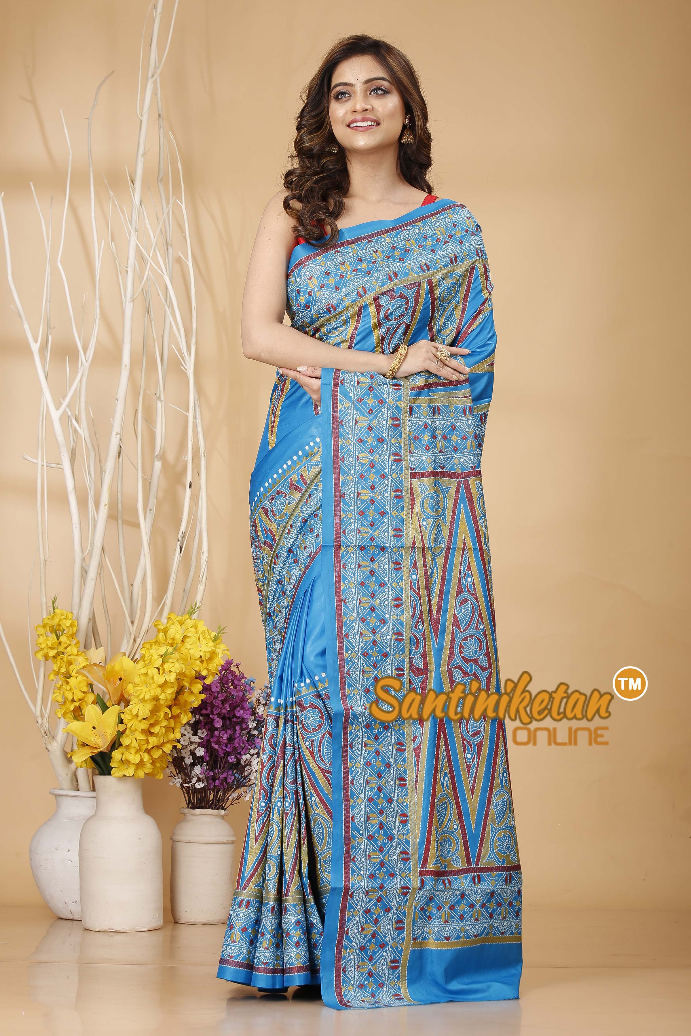Pure Bangalore Silk Kantha Stitch Saree SN202420806