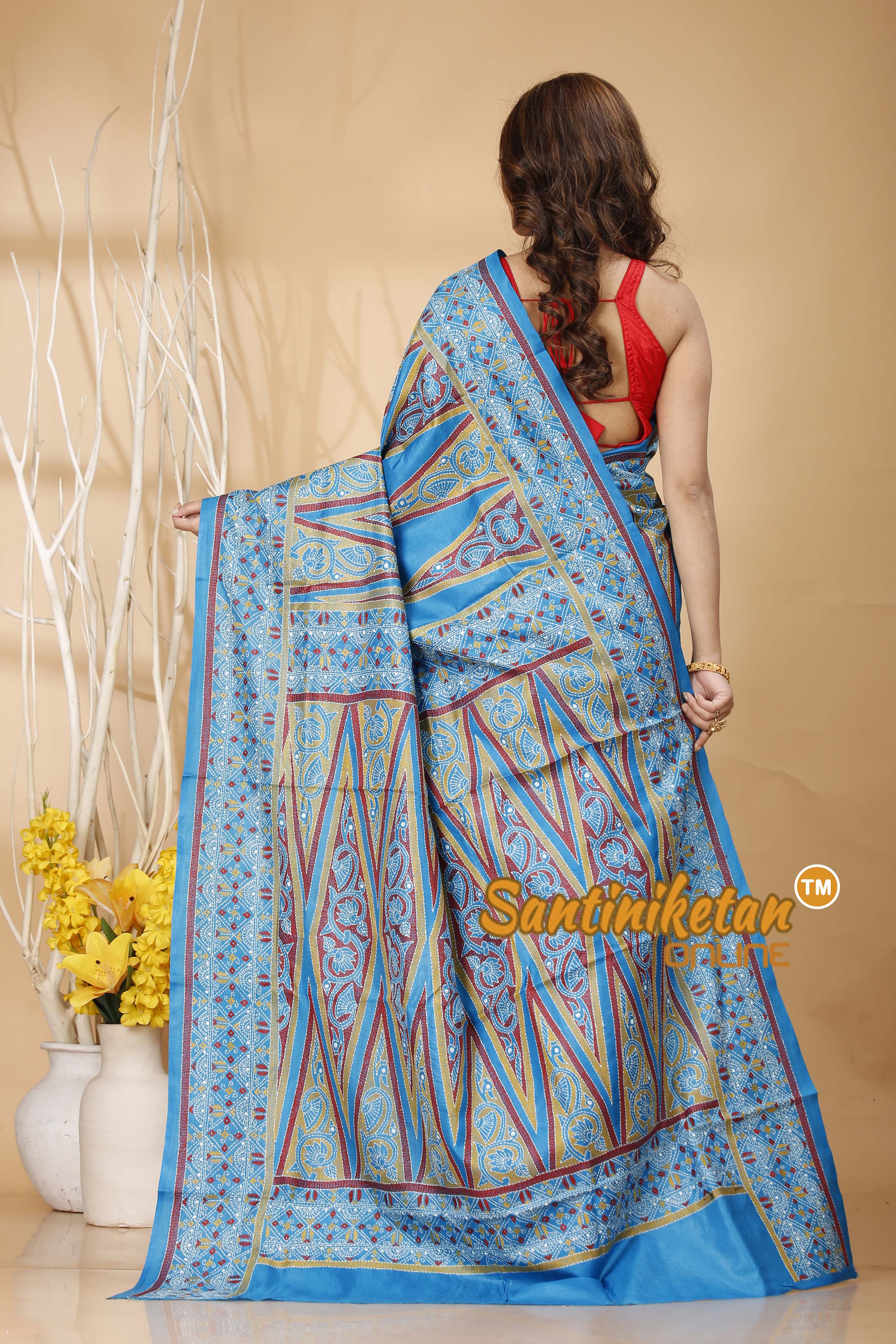 Pure Bangalore Silk Kantha Stitch Saree SN202420806
