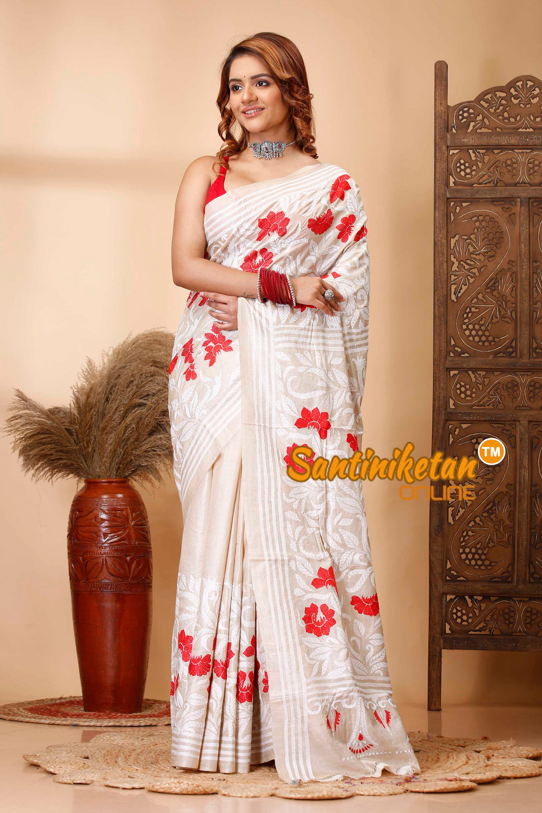 Pure Gachi Tussar Silk Kantha Stitch Saree SN202521259