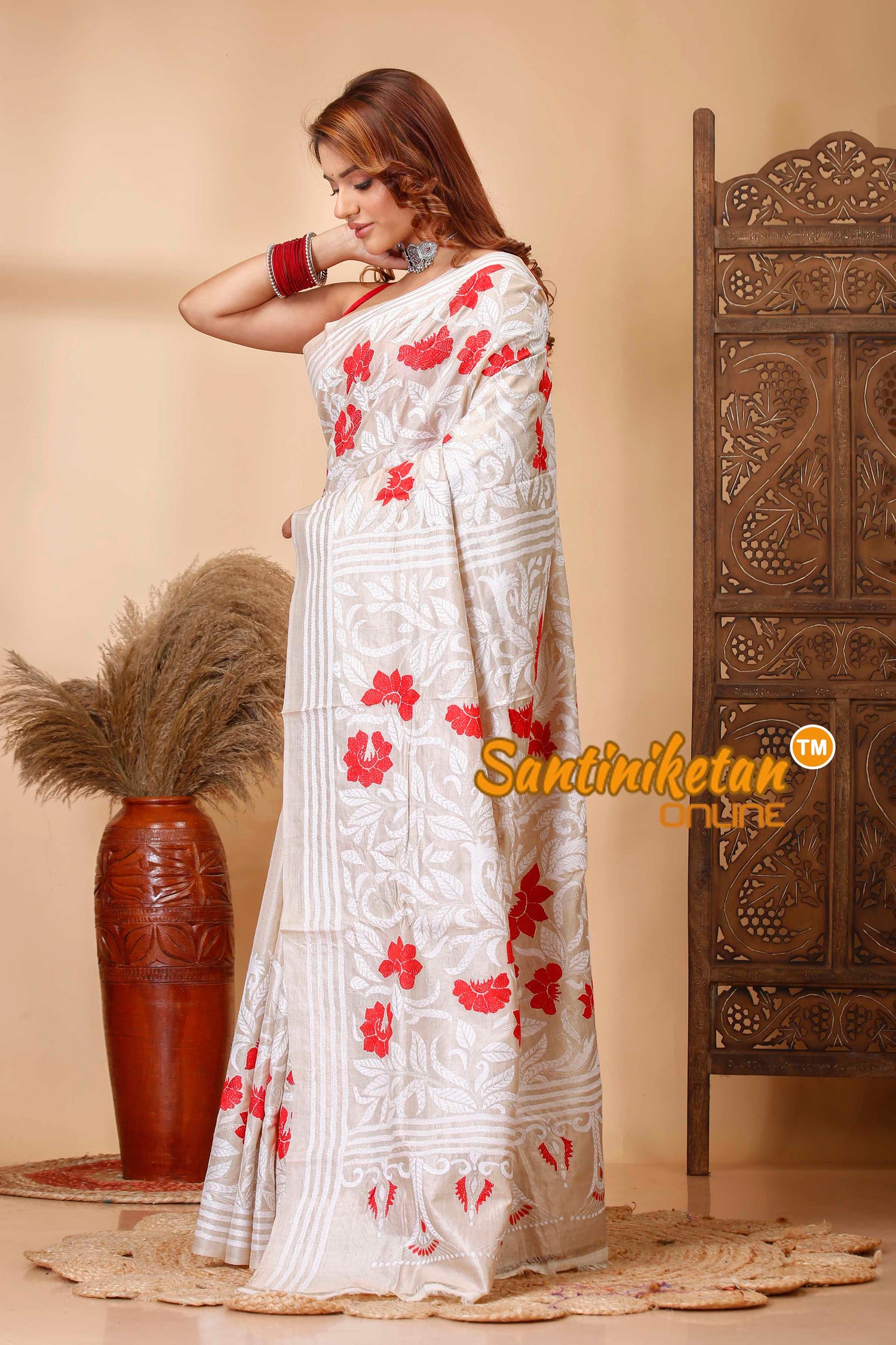 Pure Gachi Tussar Silk Kantha Stitch Saree SN202521259