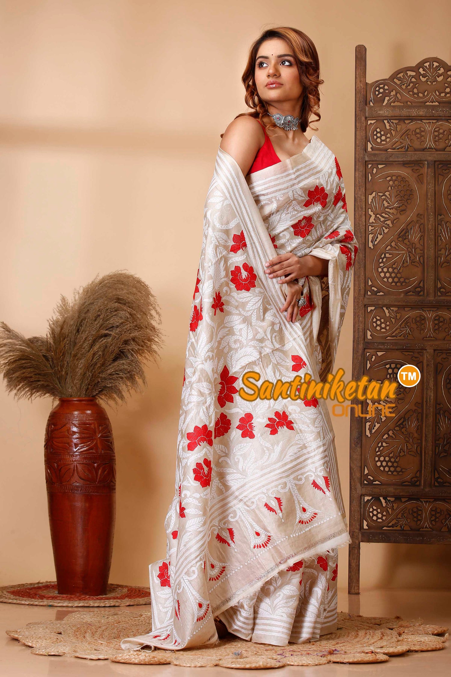 Pure Gachi Tussar Silk Kantha Stitch Saree SN202521259