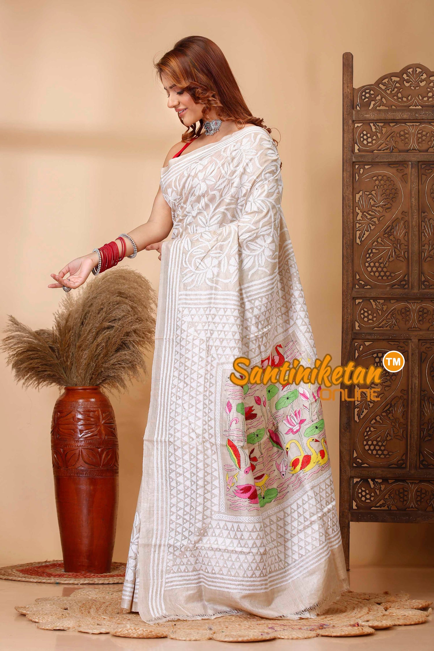Pure Gachi Tussar Silk Kantha Stitch Saree SN202521265