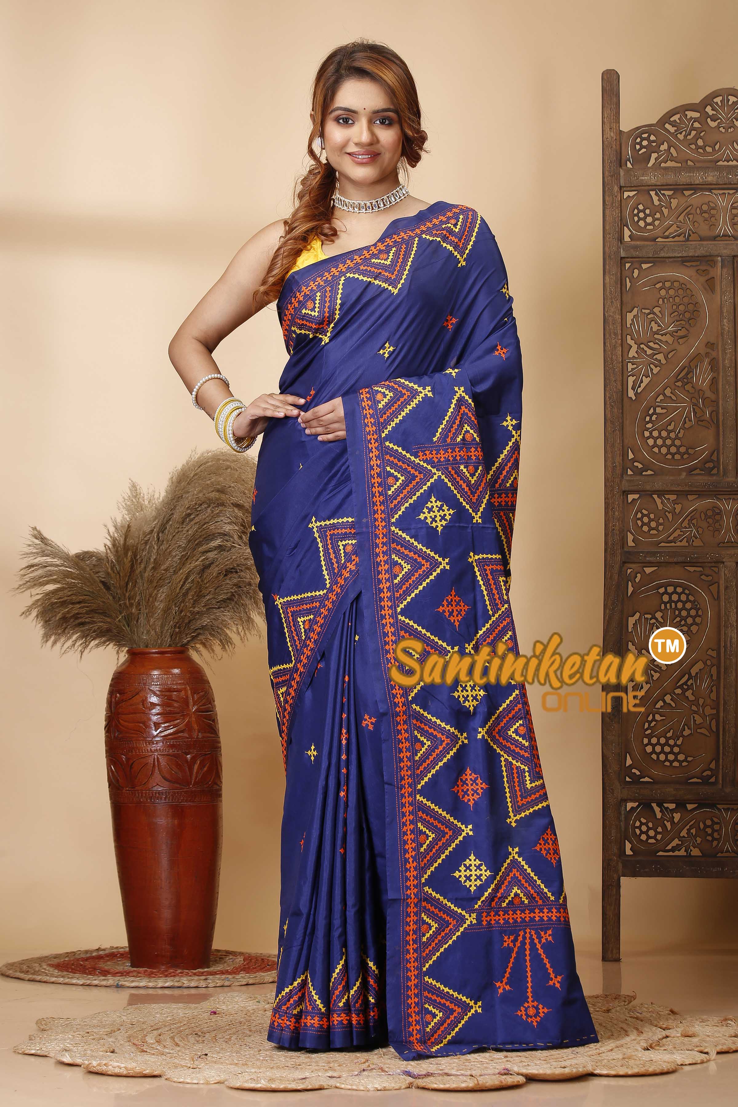 Butter Silk Gujrati Stitch Saree SN202521410