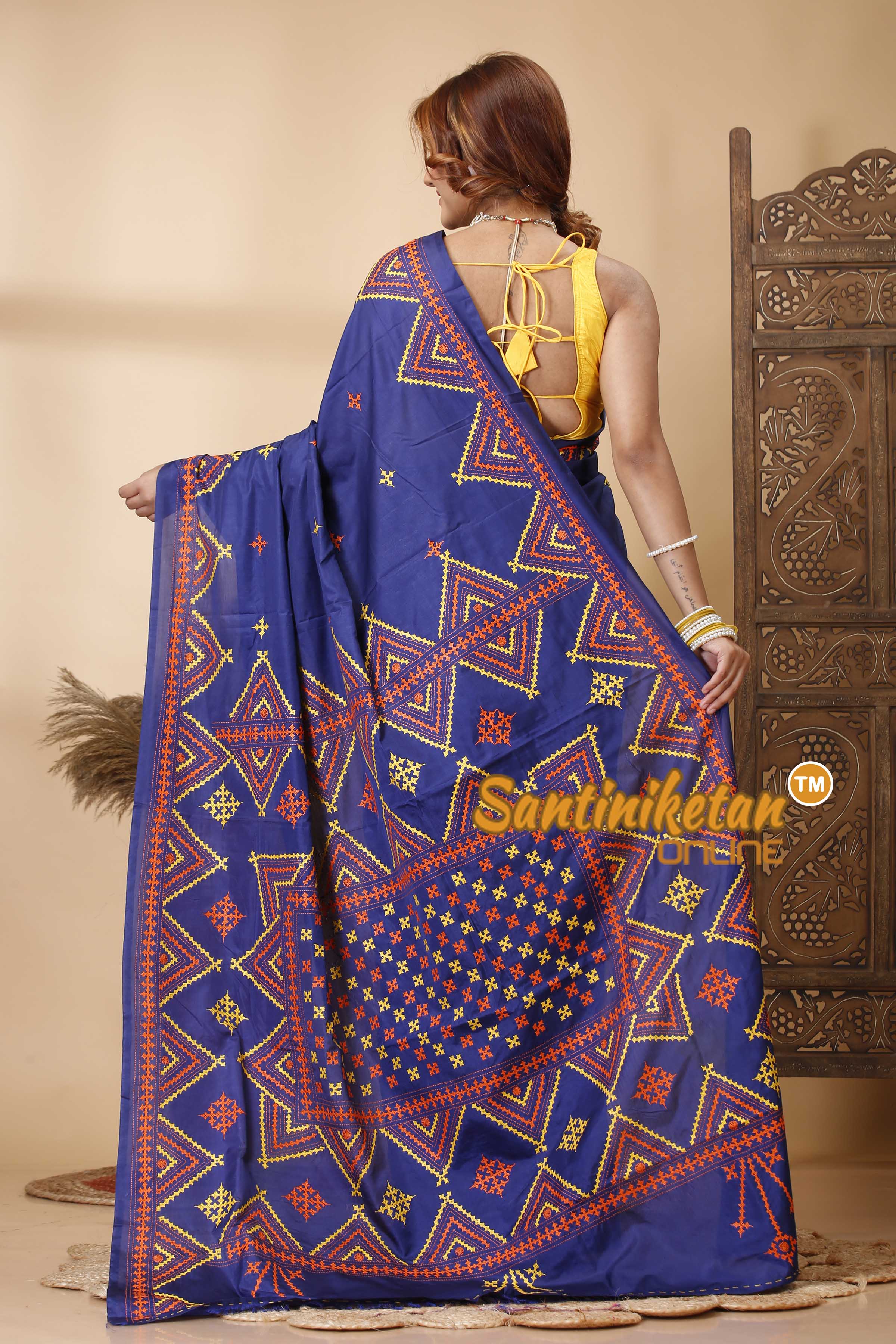 Butter Silk Gujrati Stitch Saree SN202521410
