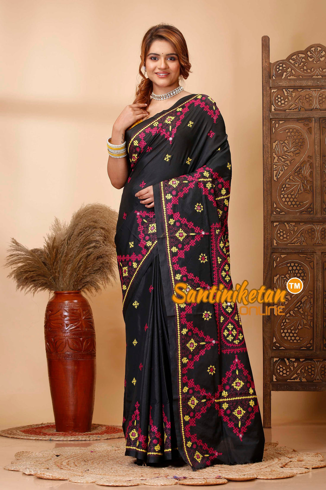 Butter Silk Gujrati Stitch Saree SN202521416
