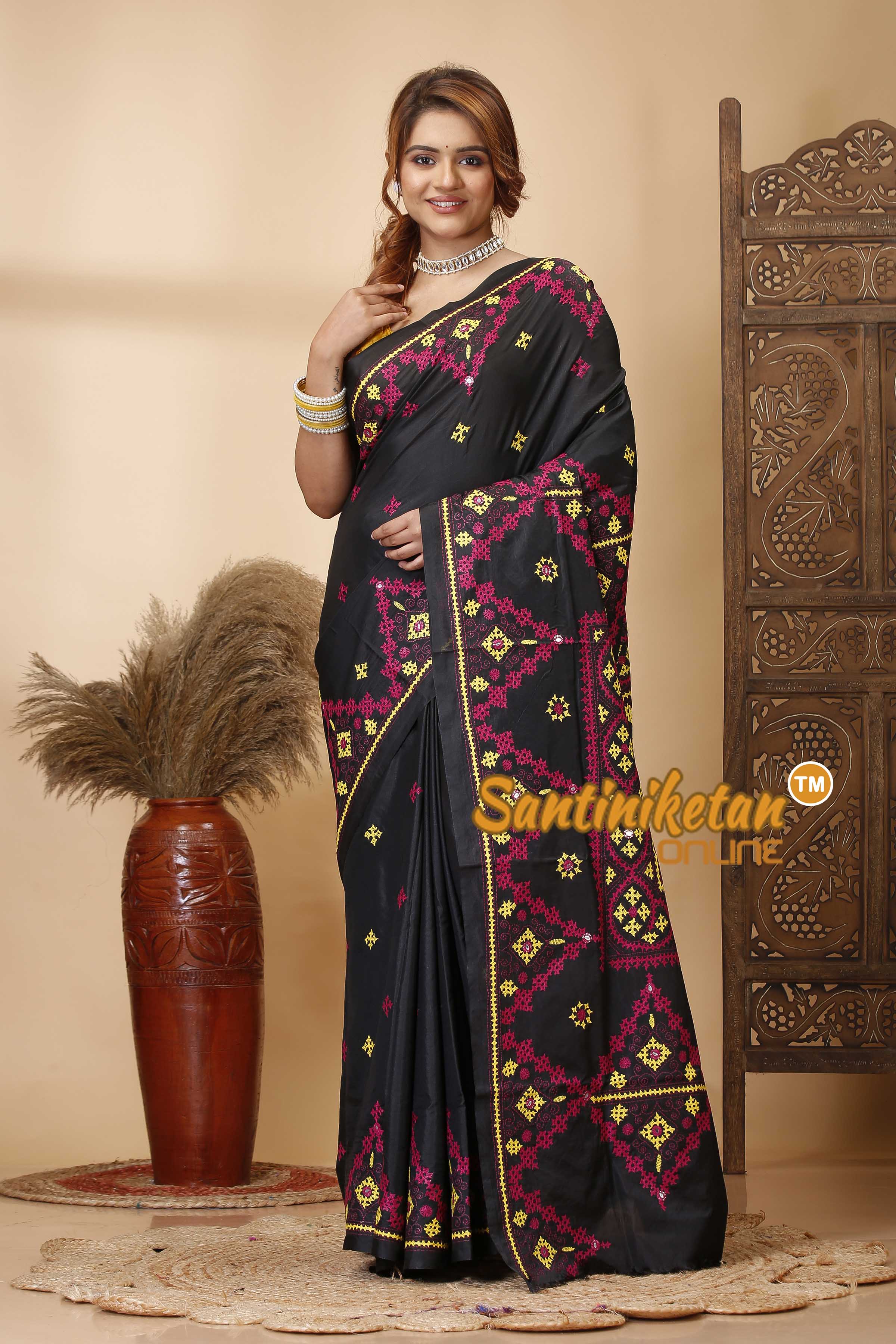 Butter Silk Gujrati Stitch Saree SN202521416