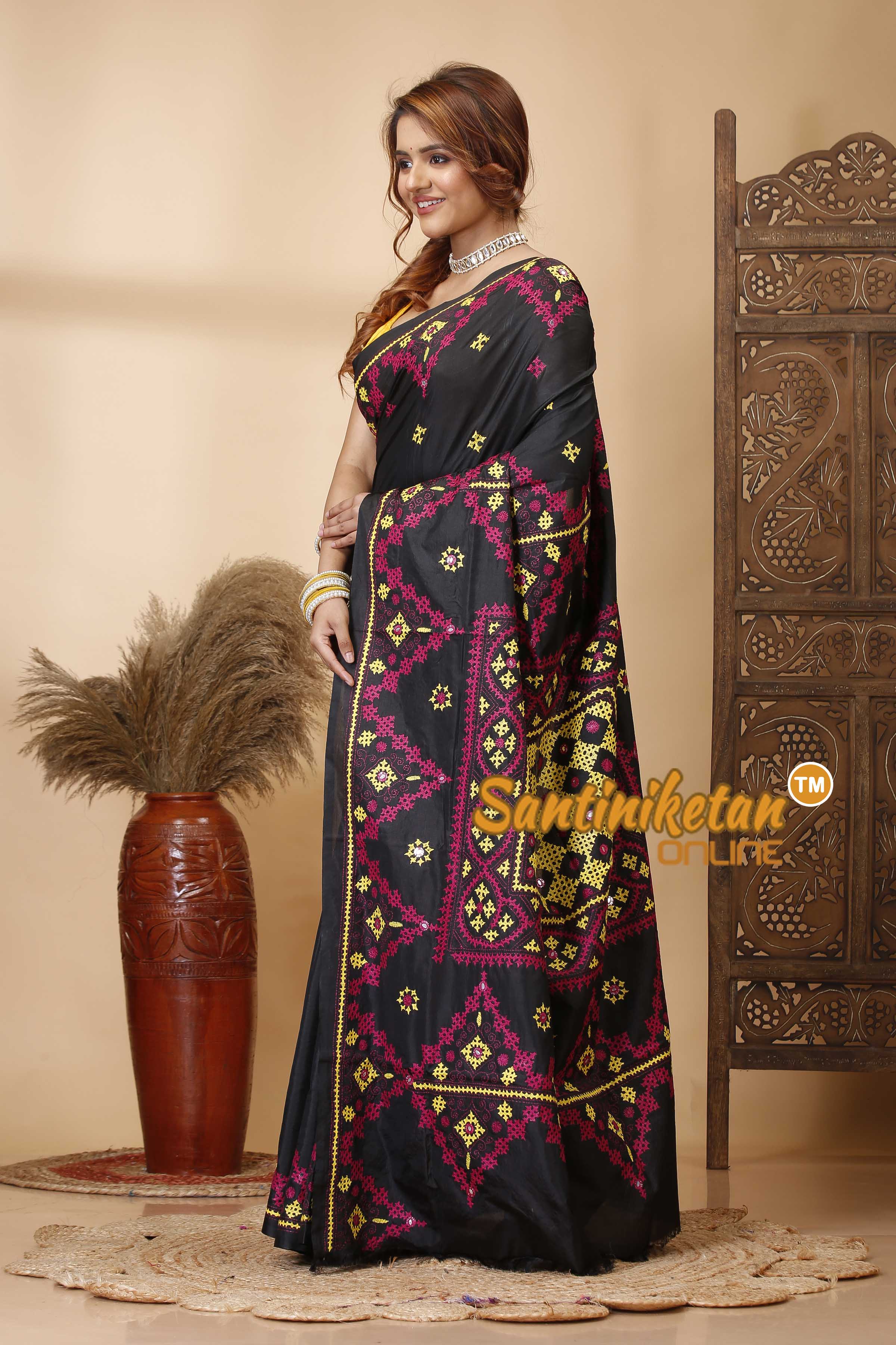 Butter Silk Gujrati Stitch Saree SN202521416