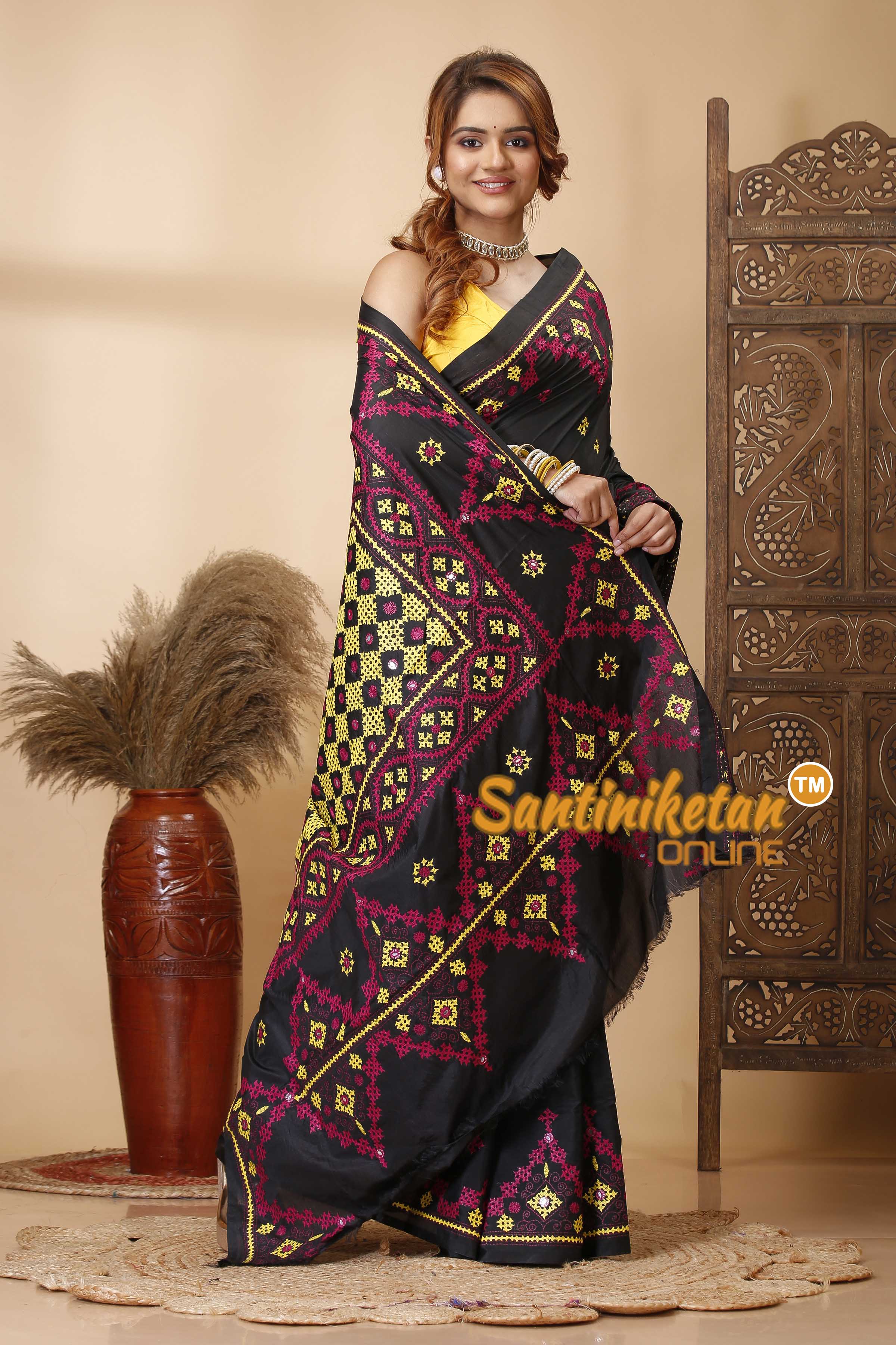 Butter Silk Gujrati Stitch Saree SN202521416