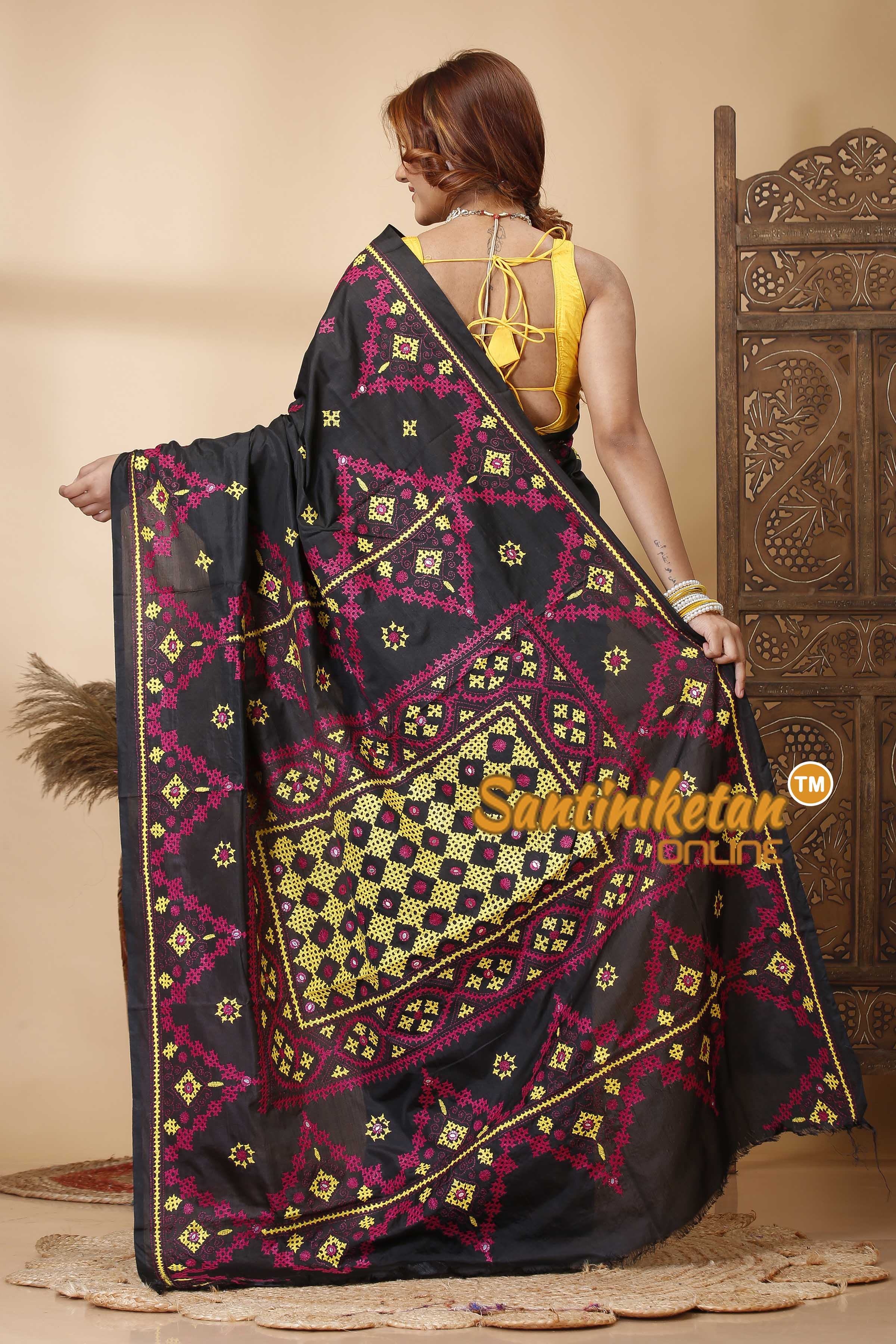 Butter Silk Gujrati Stitch Saree SN202521416