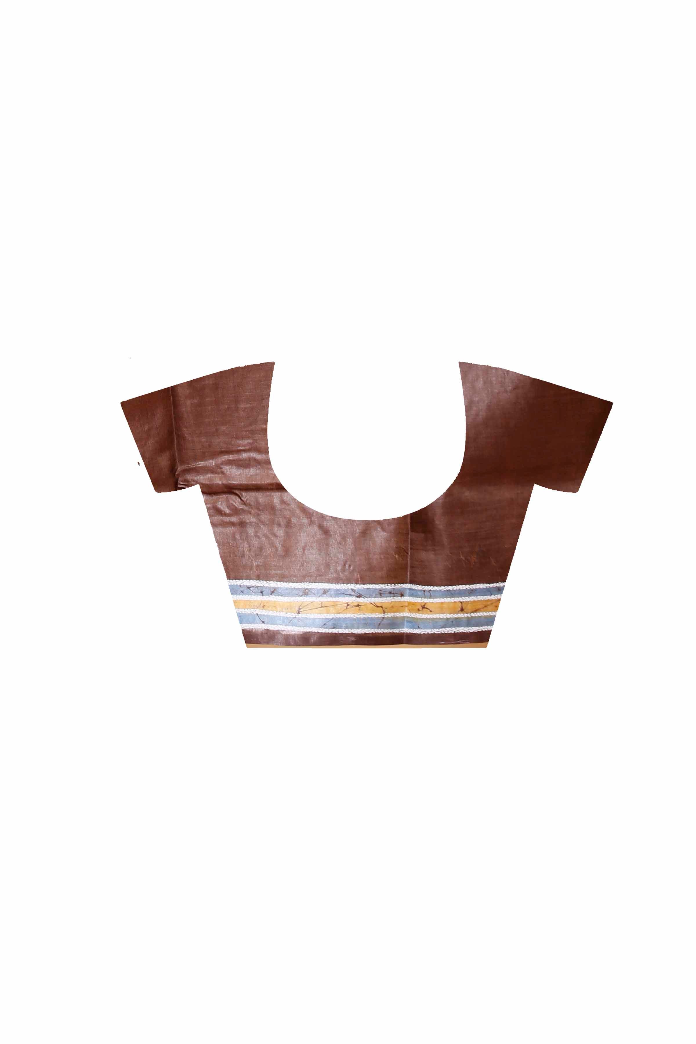 Pure Tussar Silk Hand Batik with Kantha Stitch Saree SN202521535