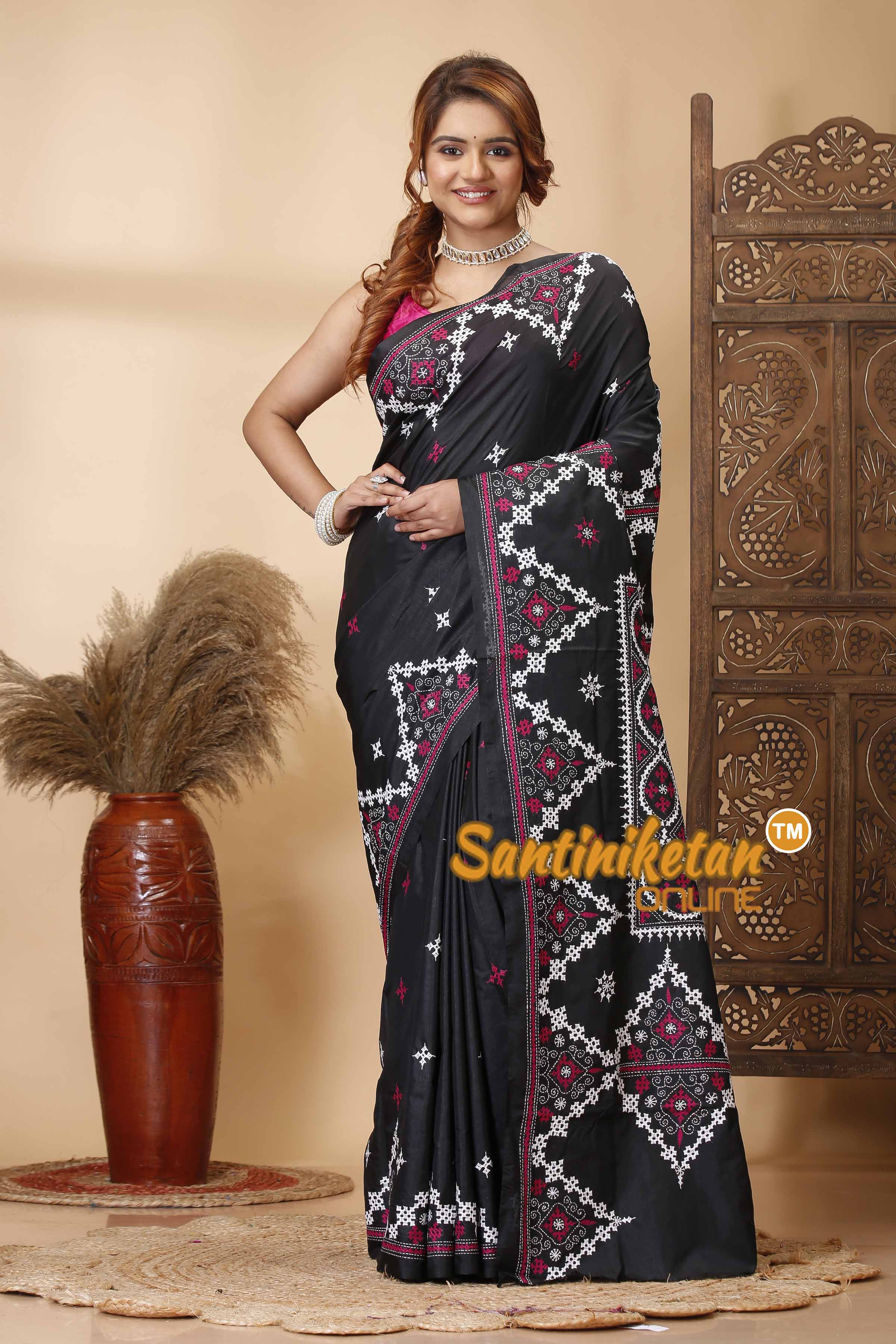 Butter Silk Gujrati Stitch Saree SN202521660