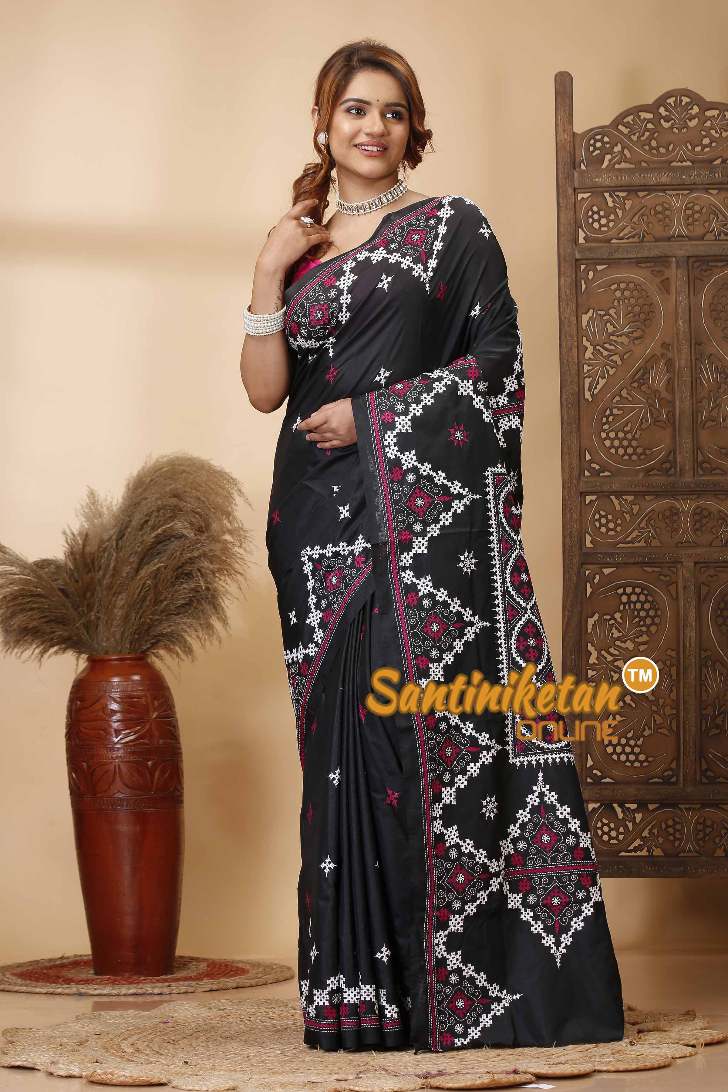 Butter Silk Gujrati Stitch Saree SN202521660