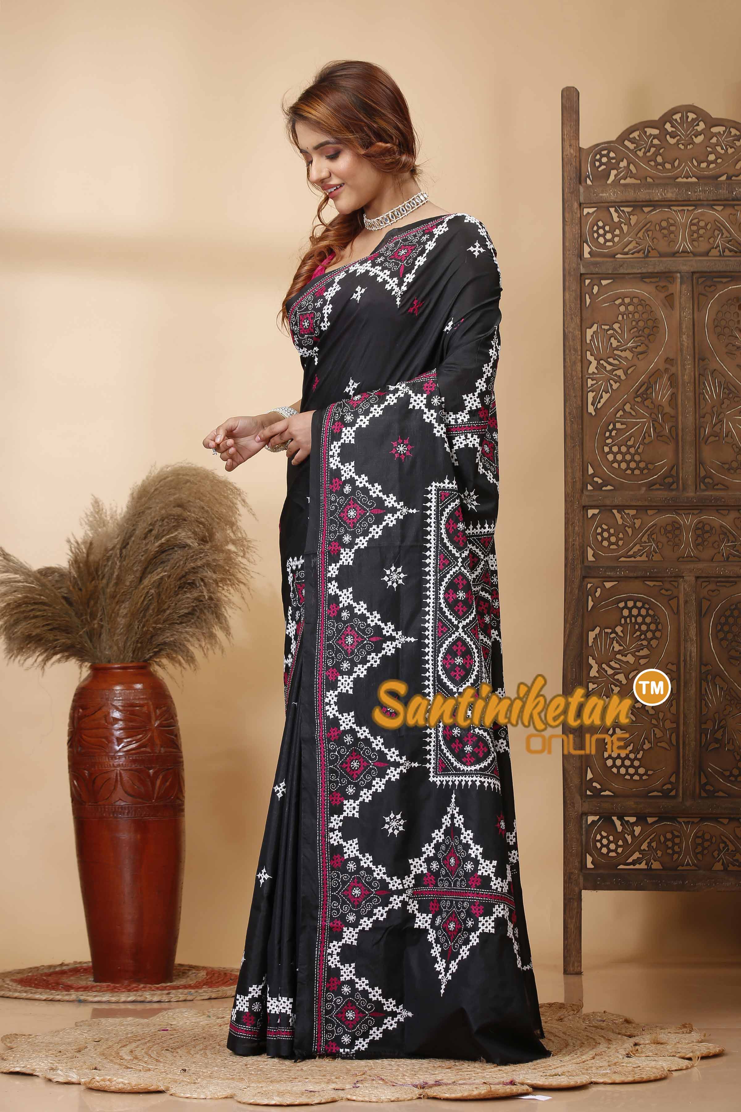 Butter Silk Gujrati Stitch Saree SN202521660