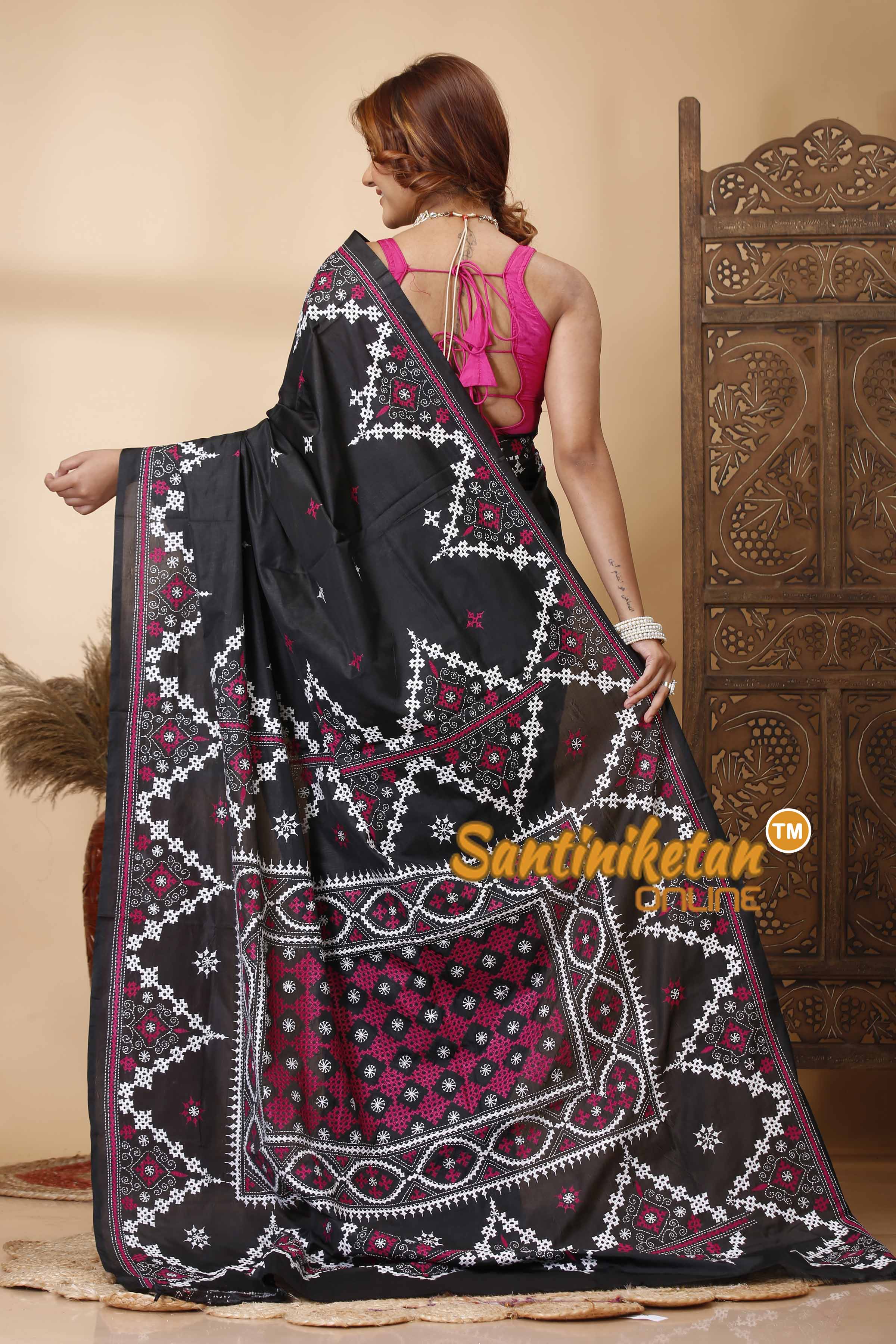 Butter Silk Gujrati Stitch Saree SN202521660