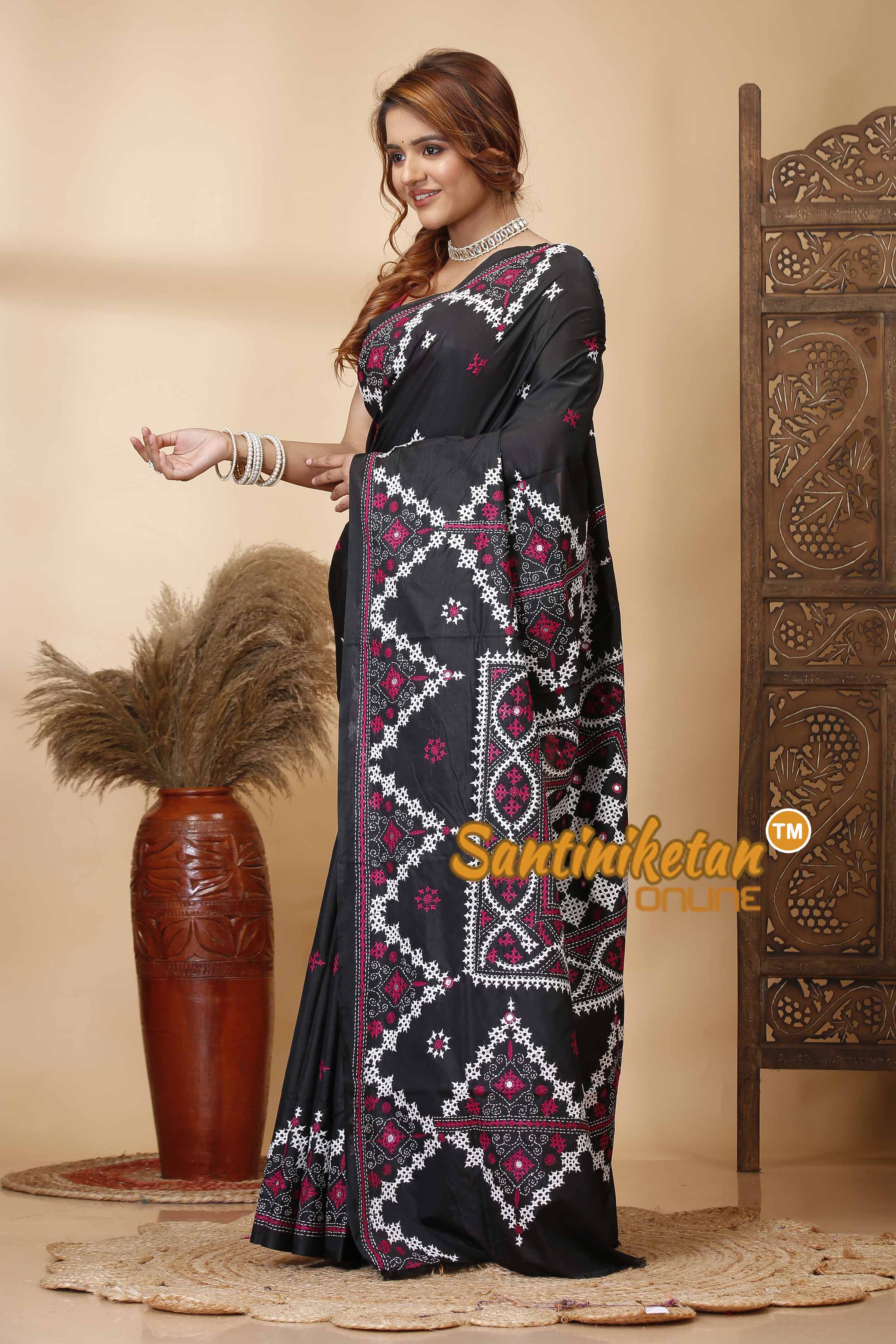 Butter Silk Gujrati Stitch Saree SN202521666