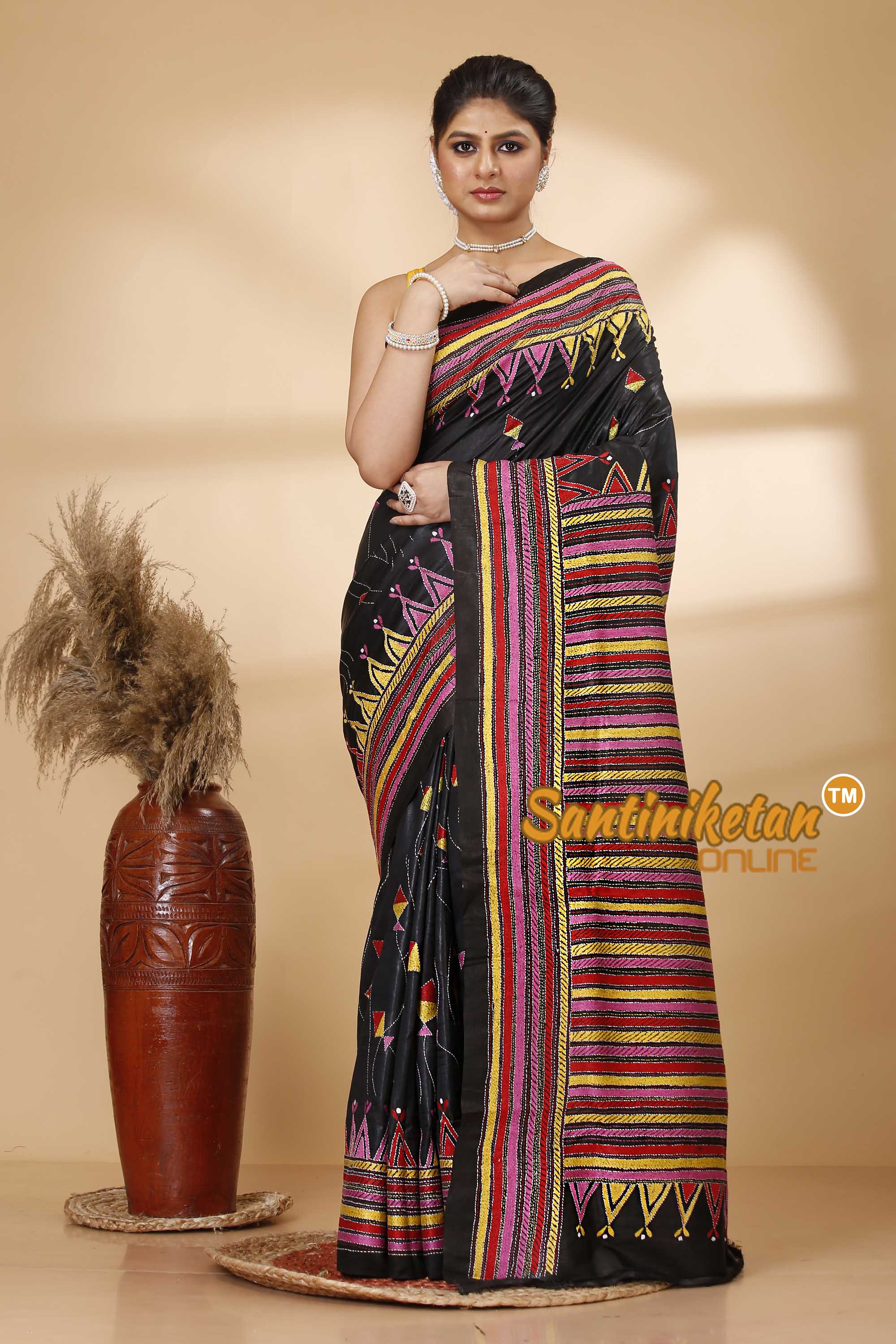Pure Bangalore Silk Kantha Stitch Saree SN202521739