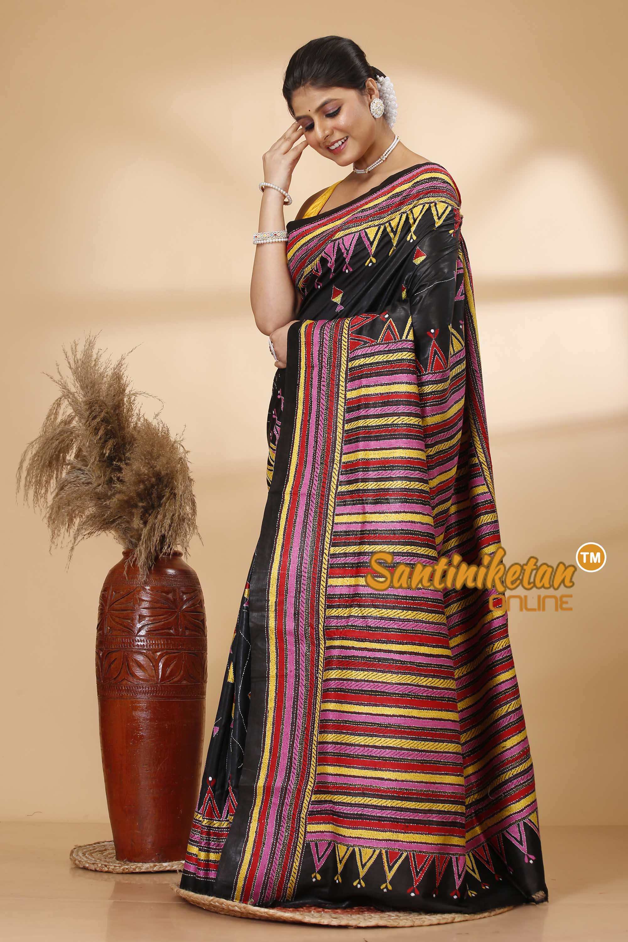 Pure Bangalore Silk Kantha Stitch Saree SN202521739