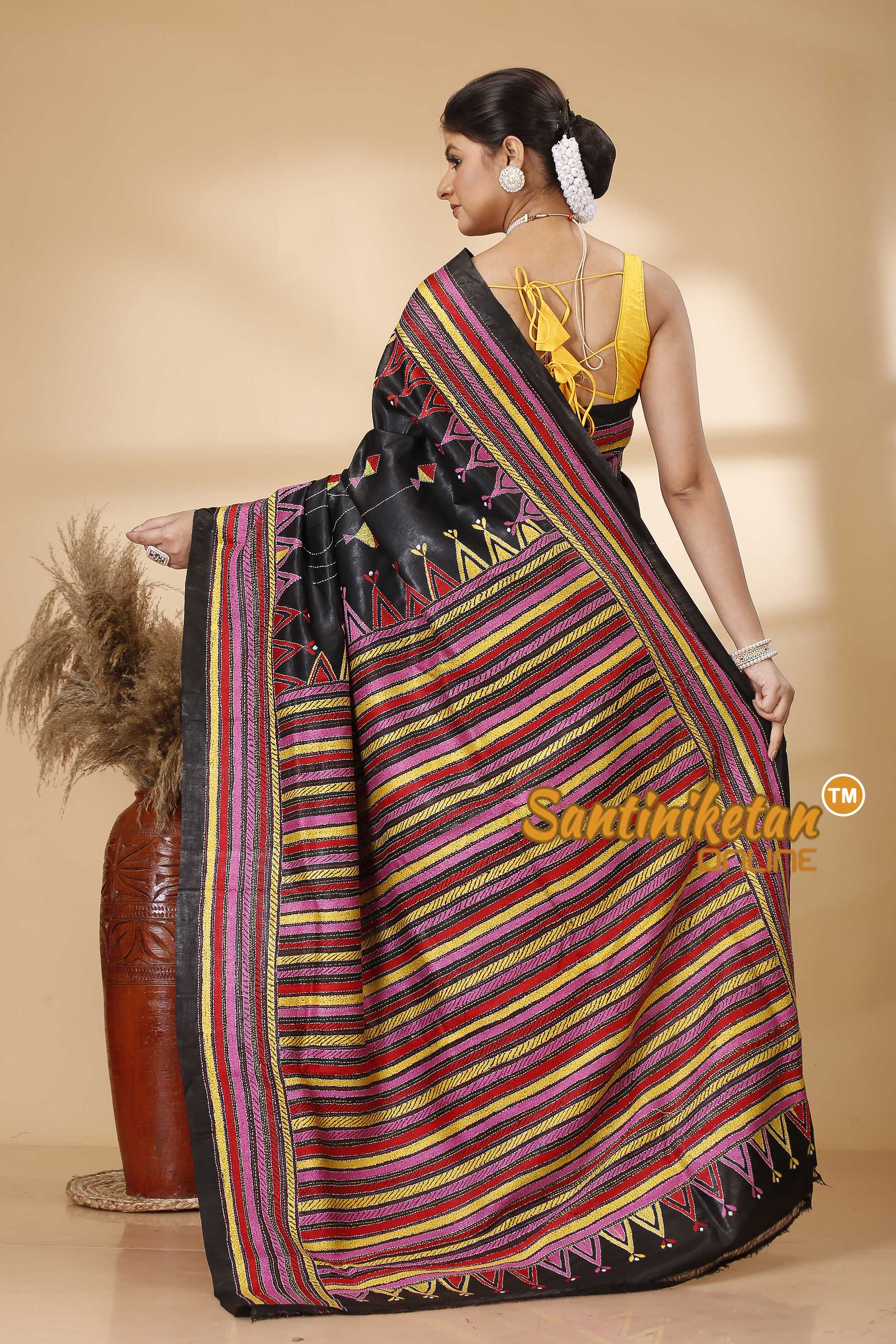 Pure Bangalore Silk Kantha Stitch Saree SN202521739