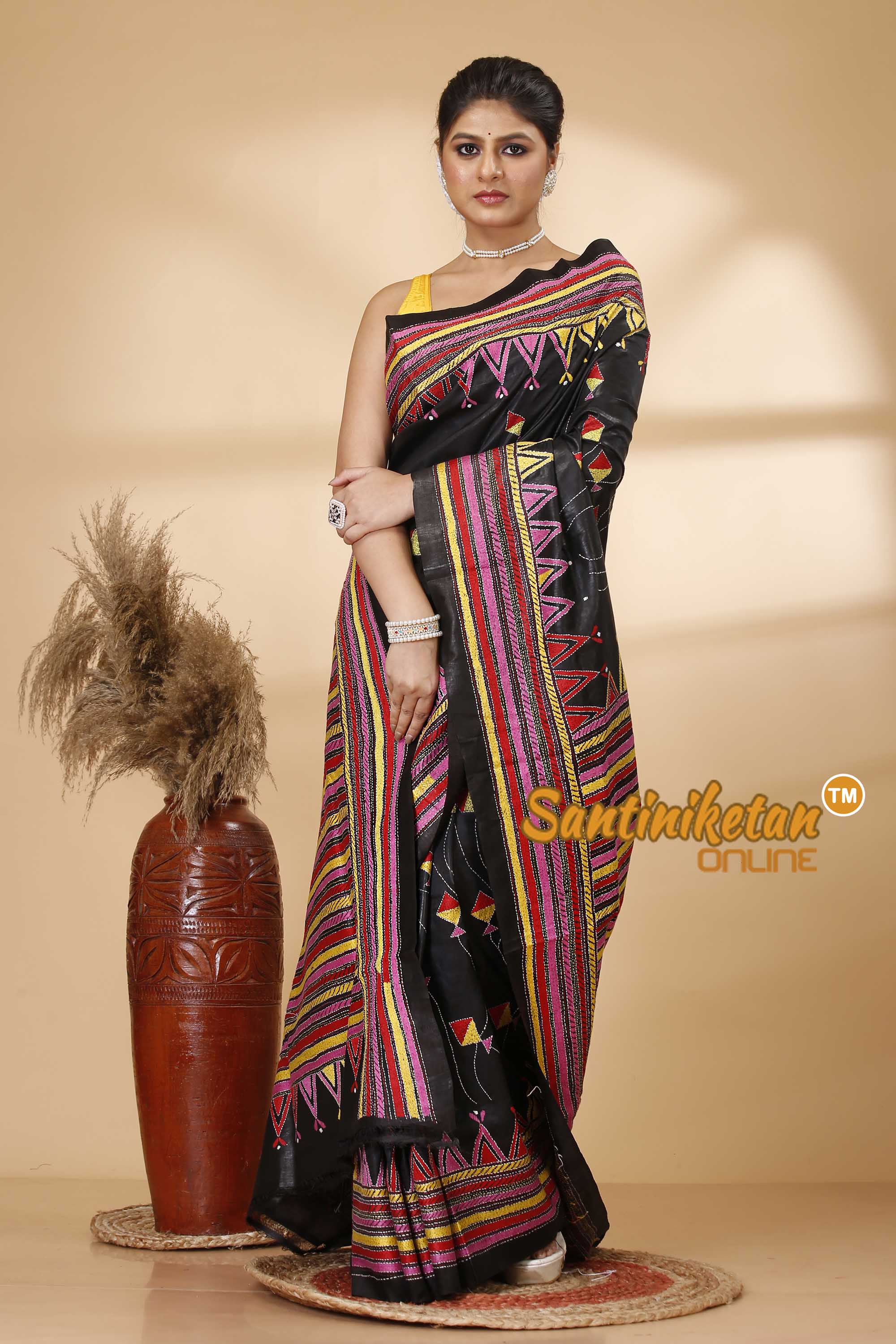 Pure Bangalore Silk Kantha Stitch Saree SN202521739