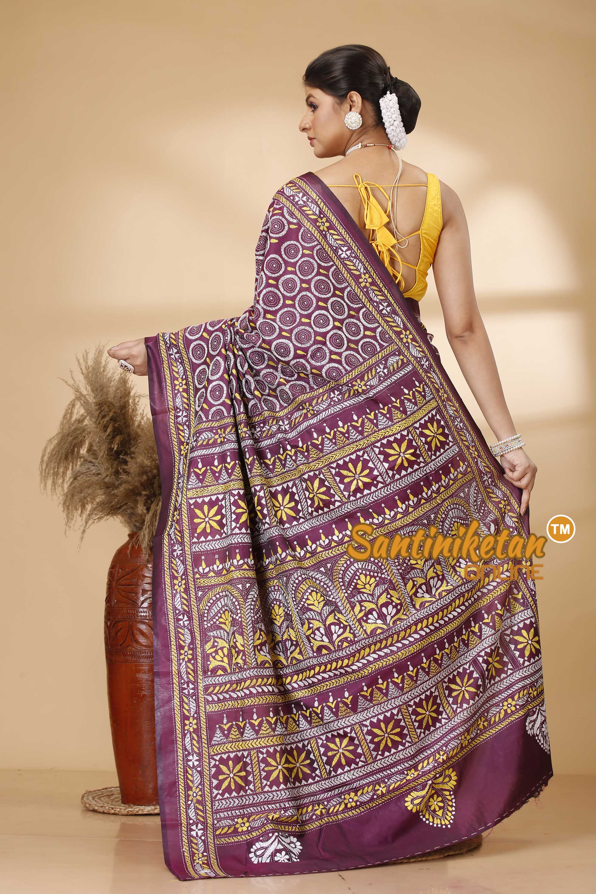Butter Silk Kantha Stitch Saree SN202521751