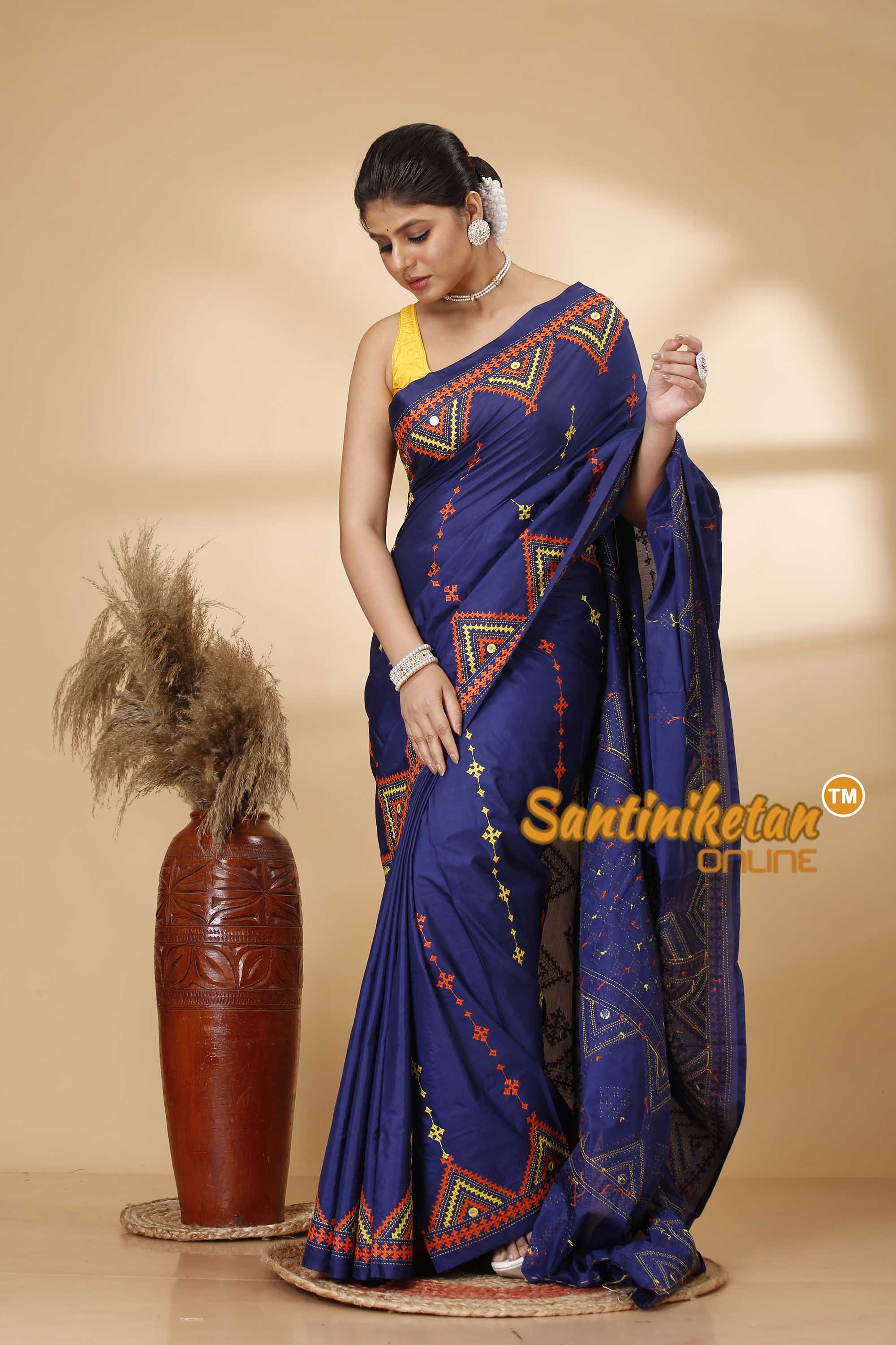 Butter Silk Gujrati Stitch Saree SN202521757