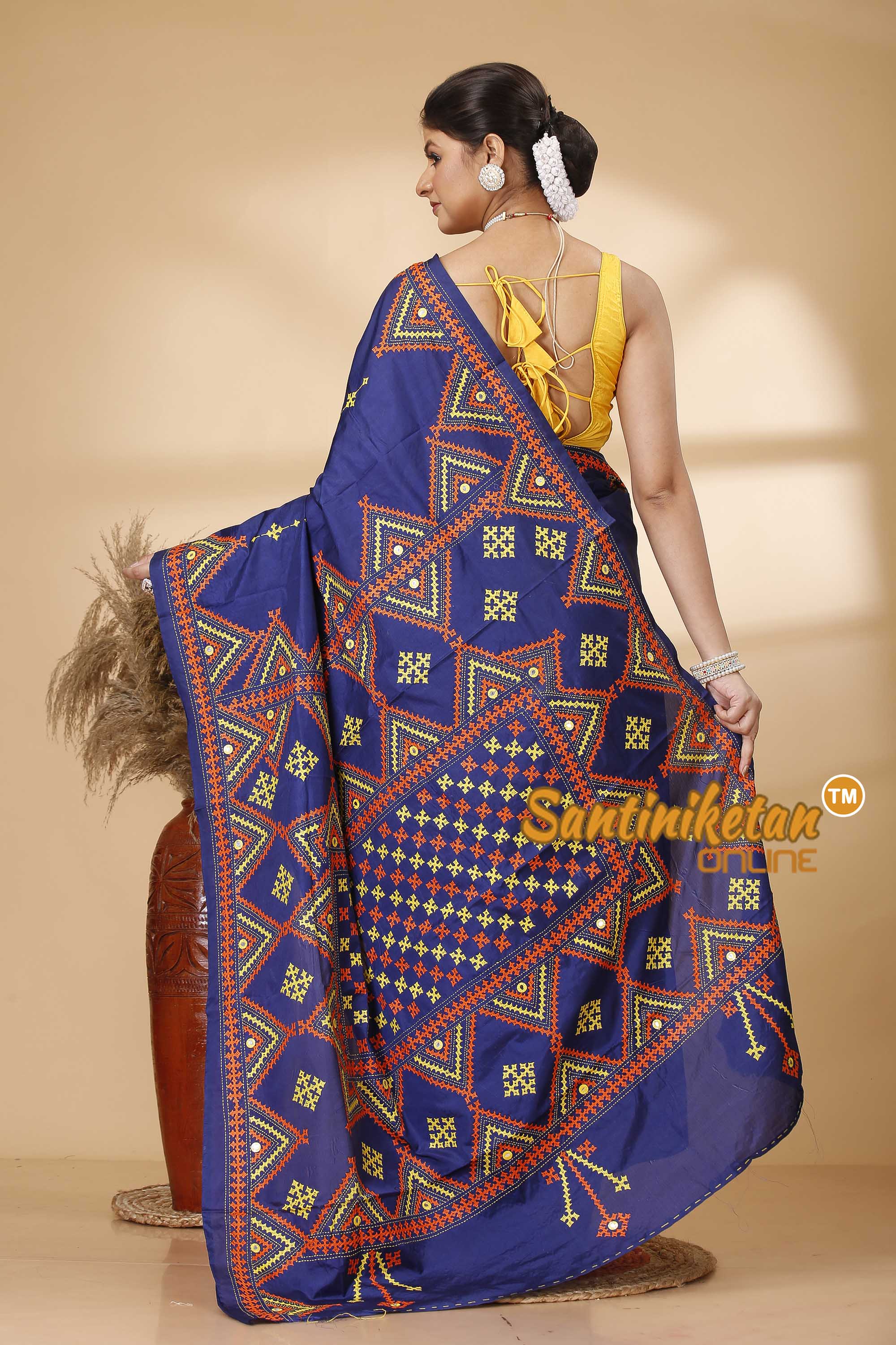 Butter Silk Gujrati Stitch Saree SN202521757