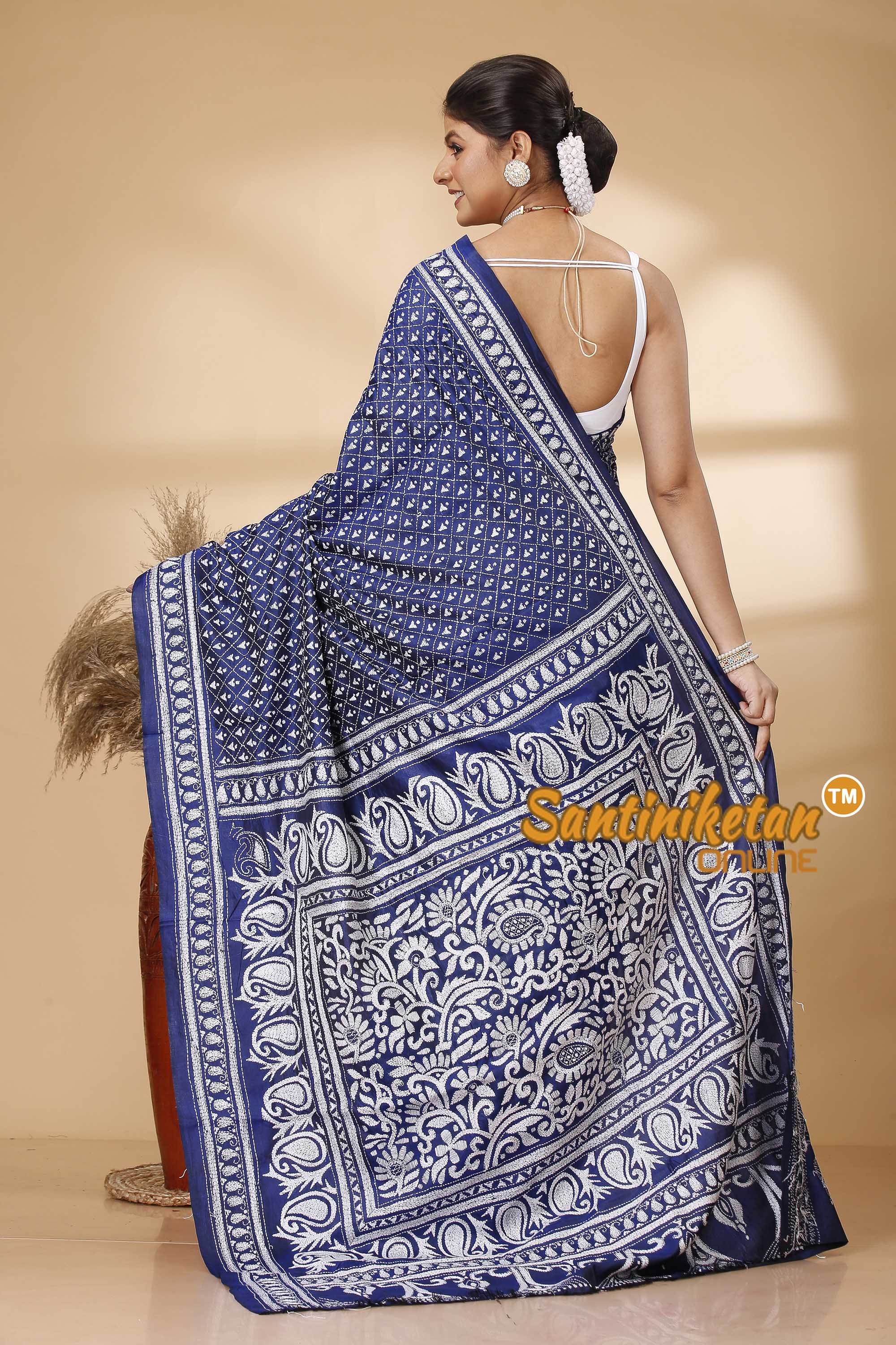 Pure Bangalore Silk Kantha Stitch Saree SN202521769