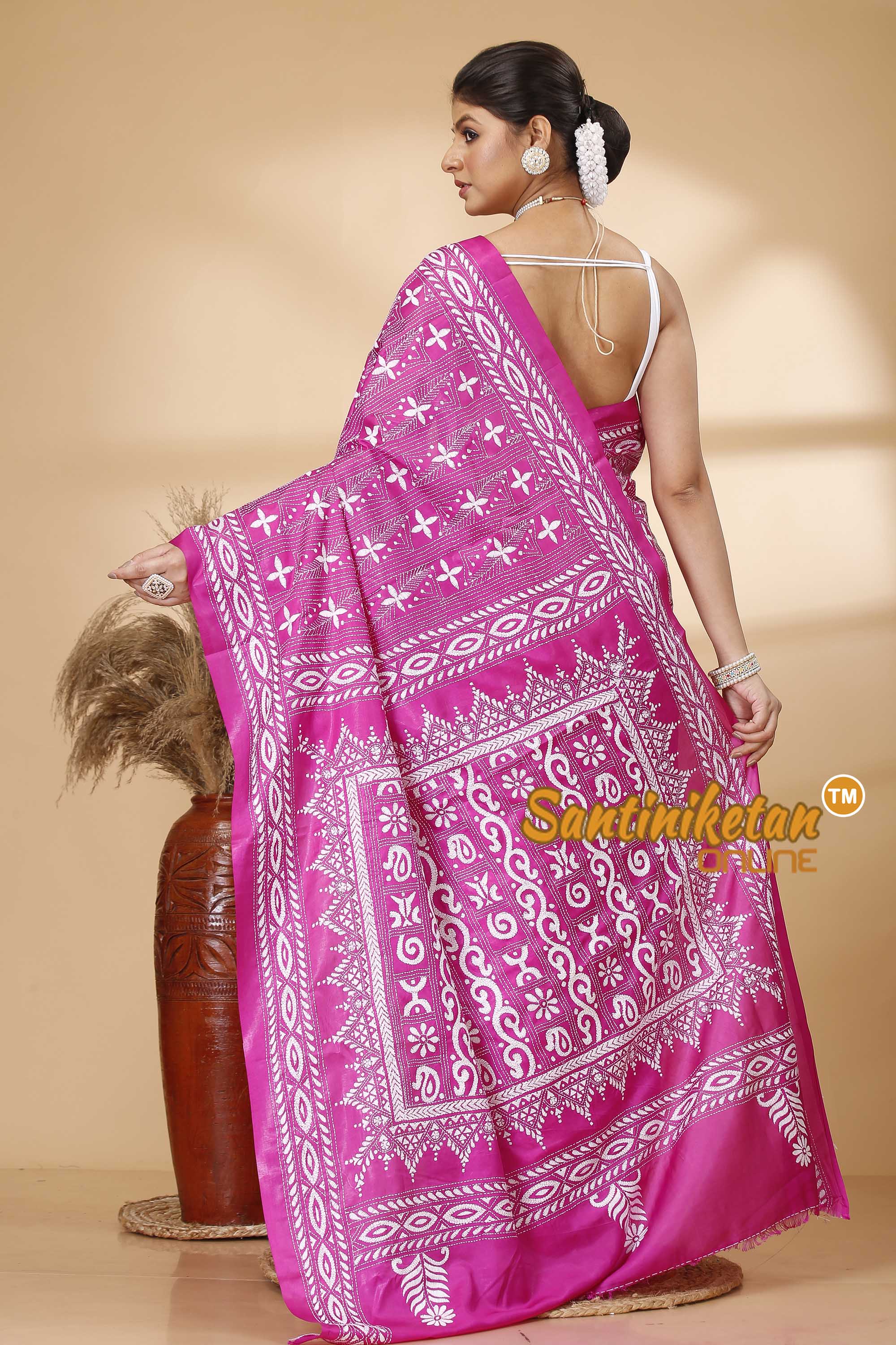 Butter Silk Kantha Stitch Saree SN202521775