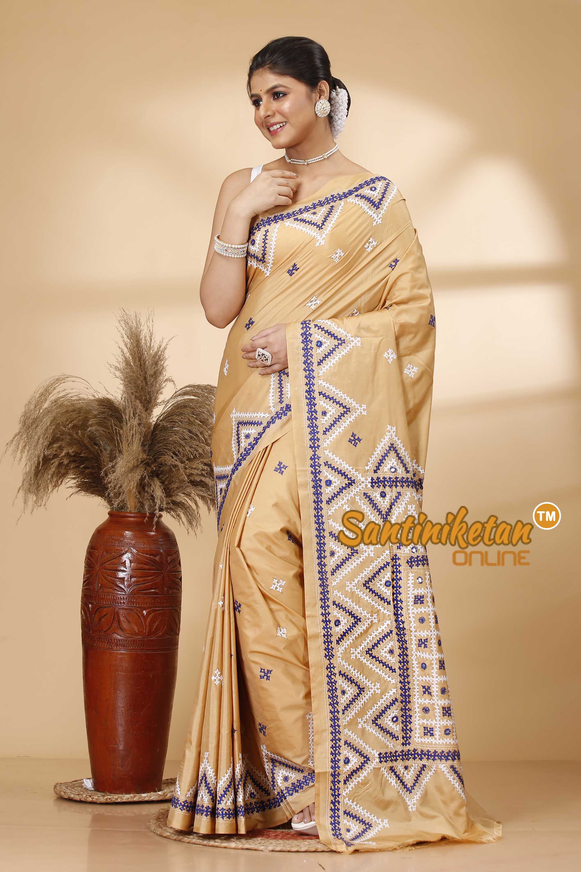 Butter Silk Gujrati Stitch Saree SN202521854