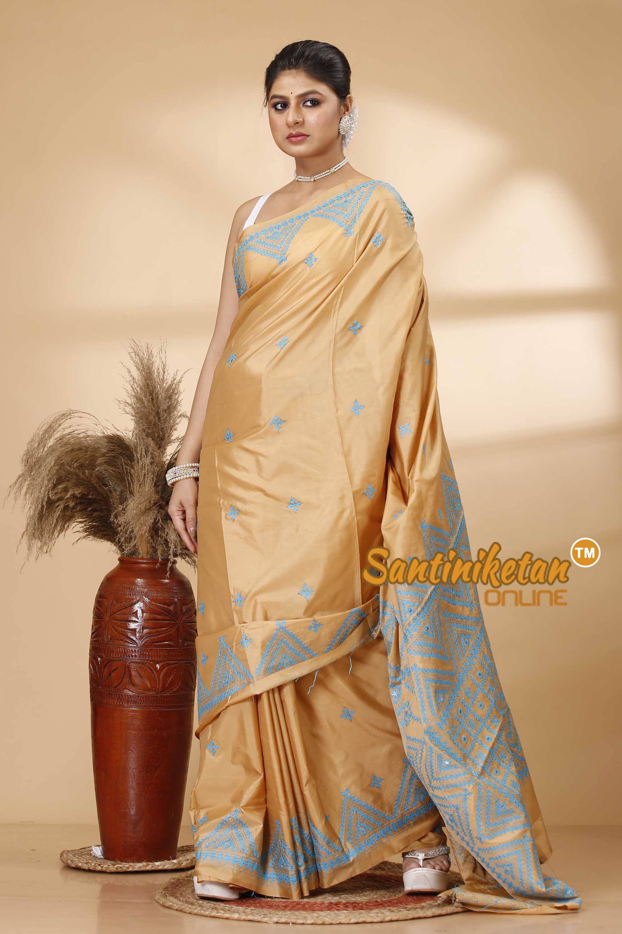 Butter Silk Gujrati Stitch Saree SN202521866