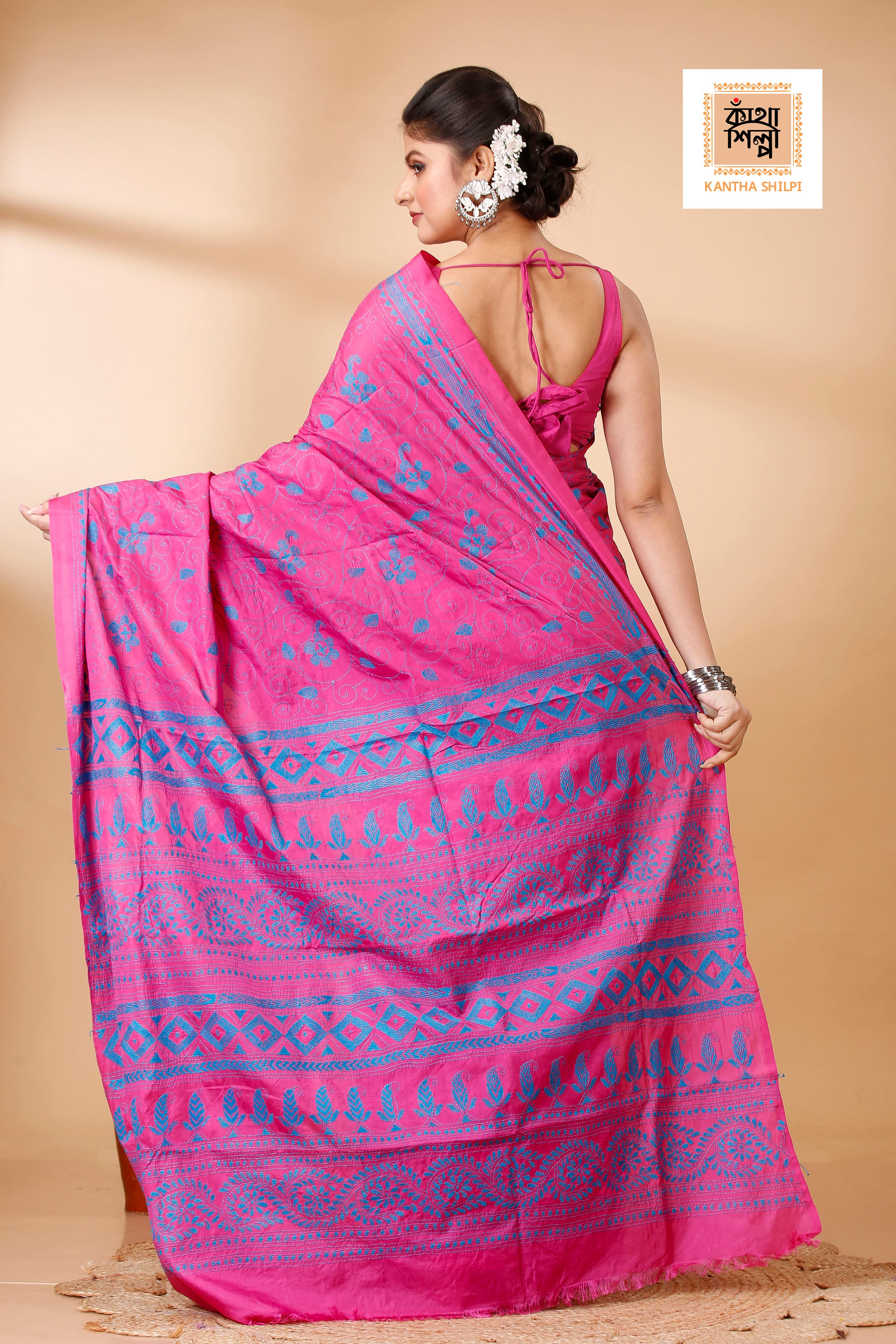 Bangalore Silk Kantha Stitch Saree SN202521898