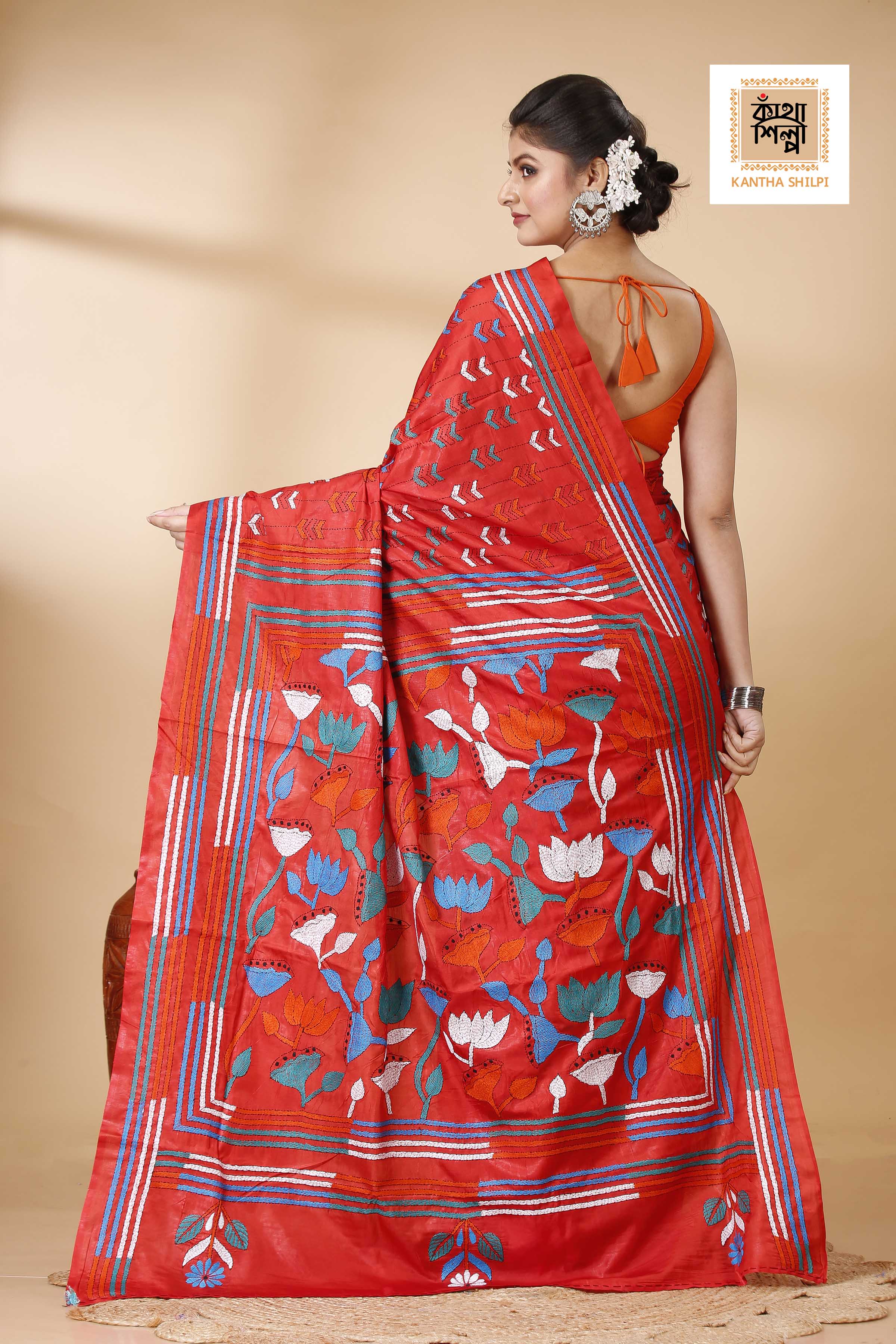 Bangalore Silk Kantha Stitch Saree SN202521934