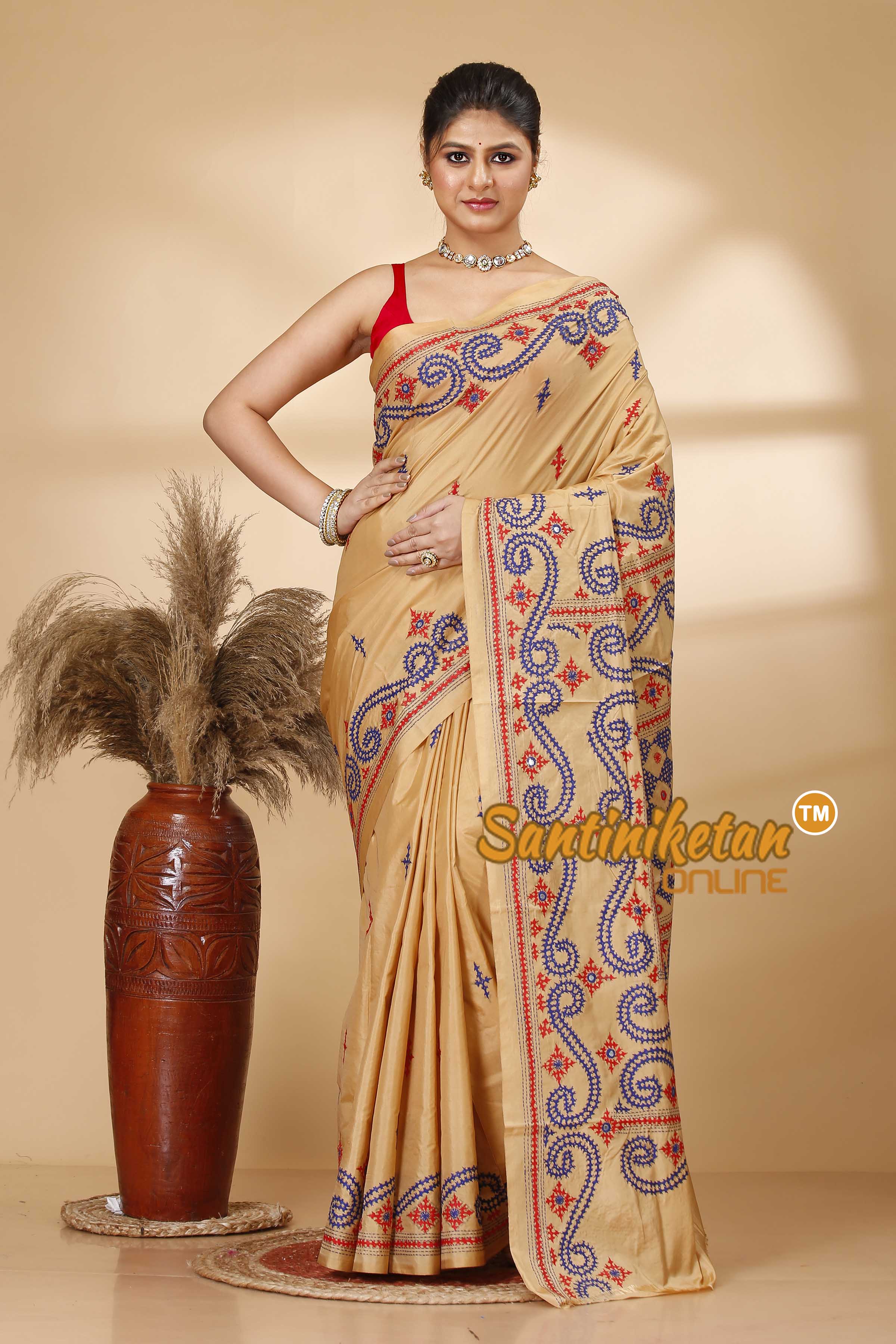 Butter Silk Gujrati Stitch Saree SN202521972