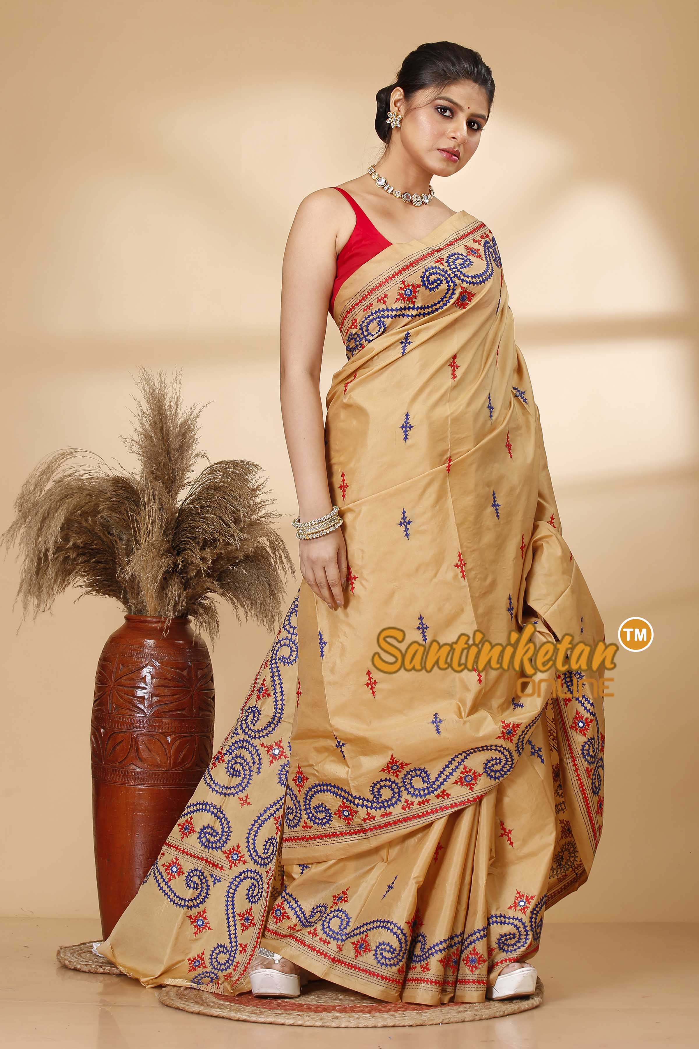 Butter Silk Gujrati Stitch Saree SN202521972