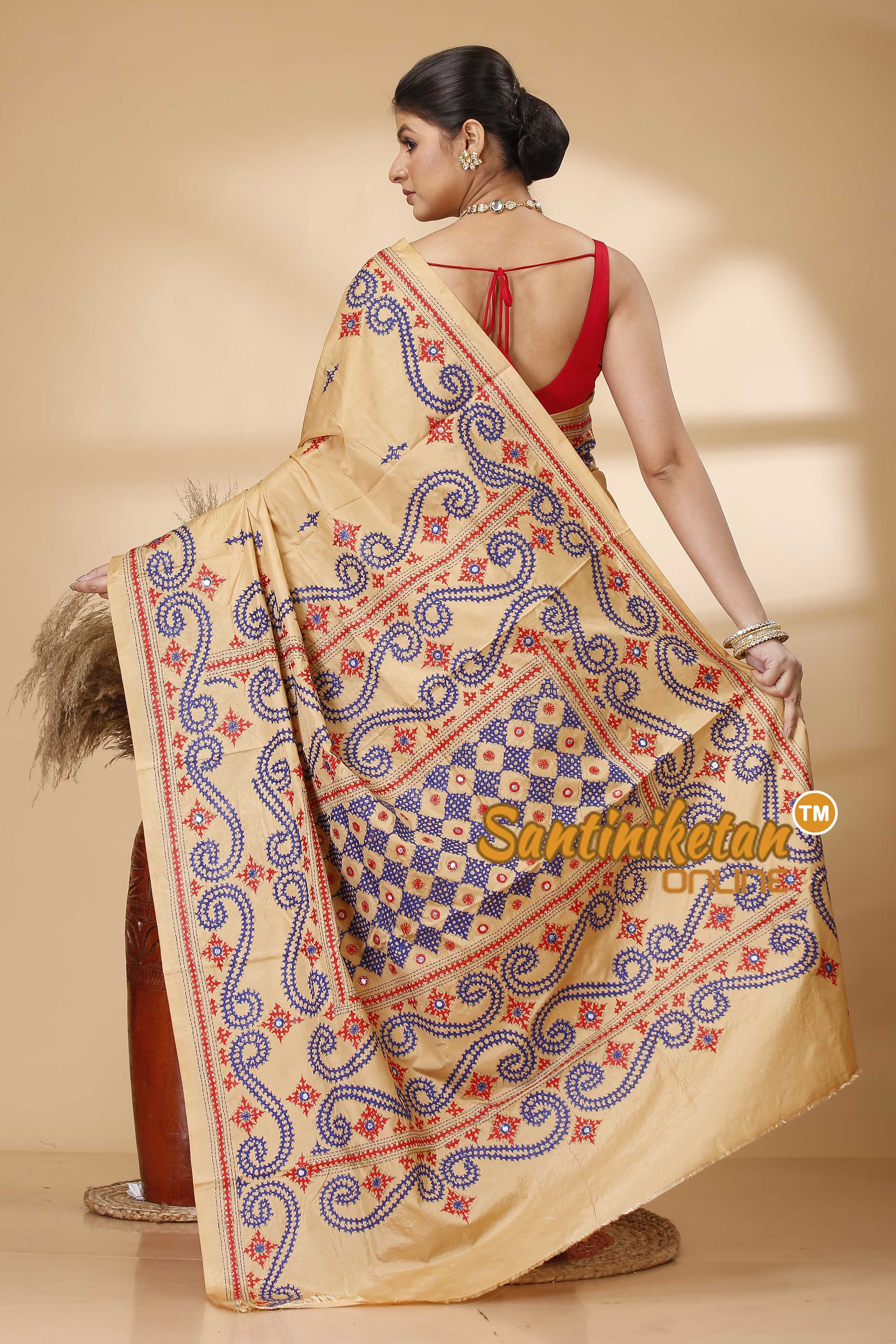 Butter Silk Gujrati Stitch Saree SN202521972