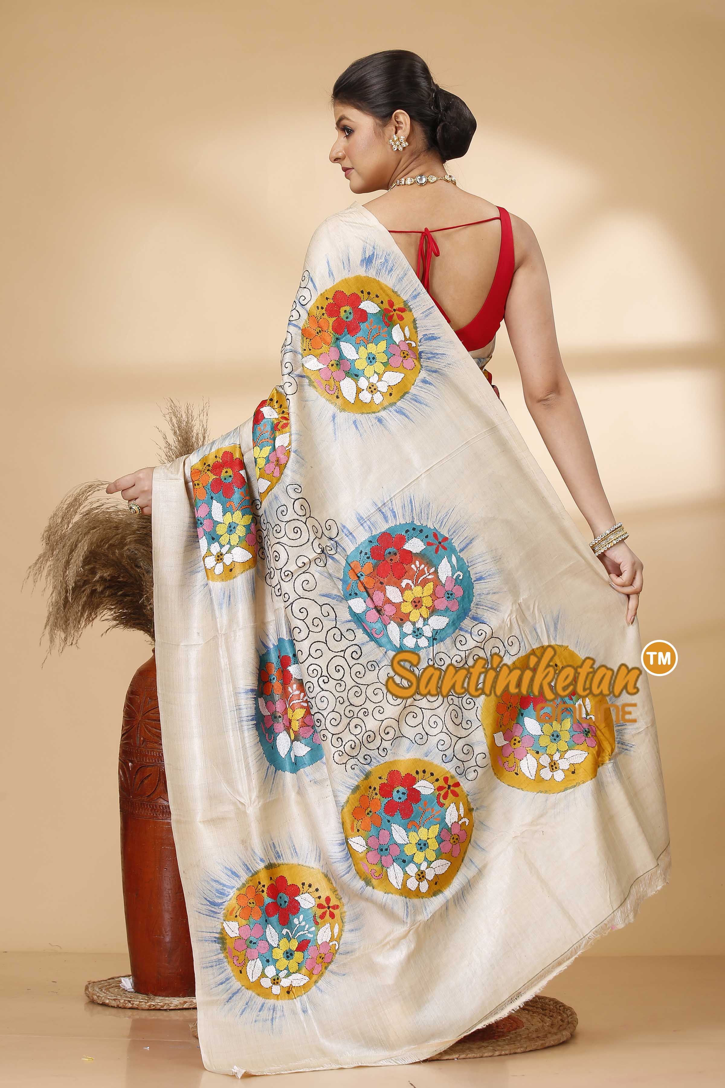 Pure Gachi Tussar Silk Kantha Stitch Saree SN202521984