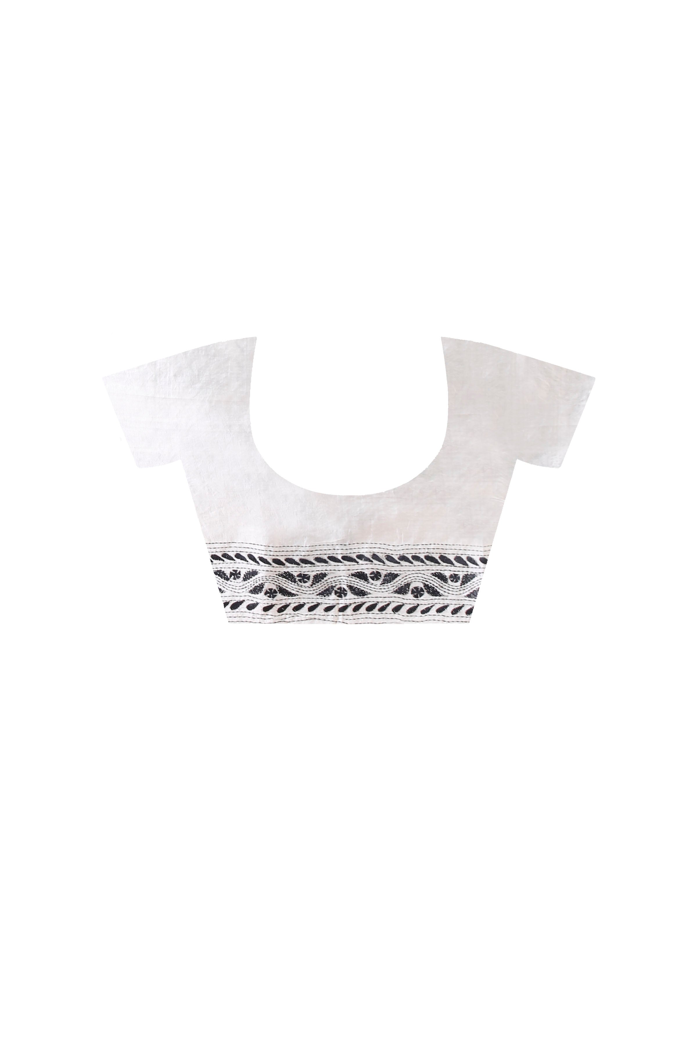 Pure Katan and Ketiya Tussar Stripe Kantha Stitch Saree SN202522037