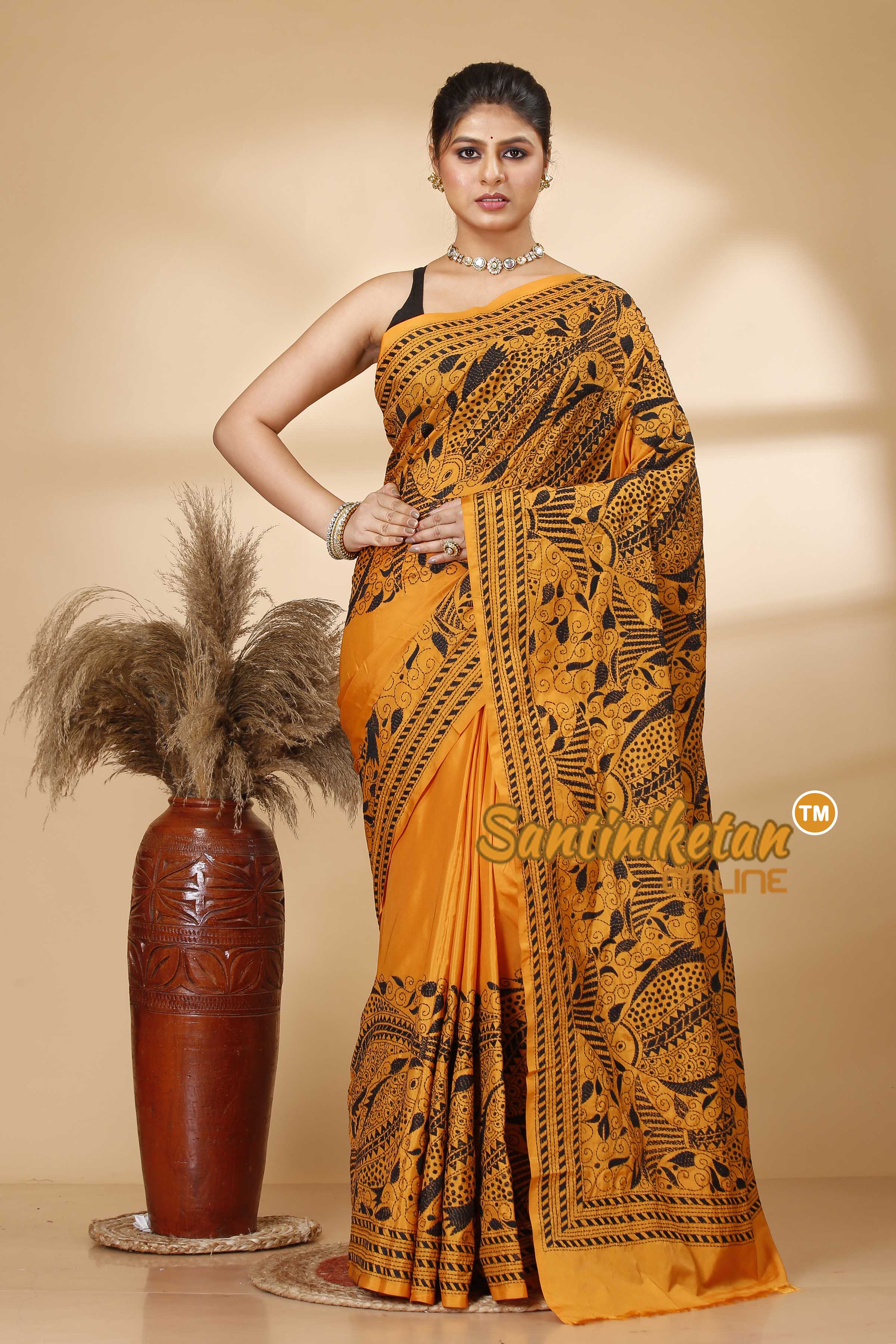 Butter Silk Kantha Stitch Saree SN202522050