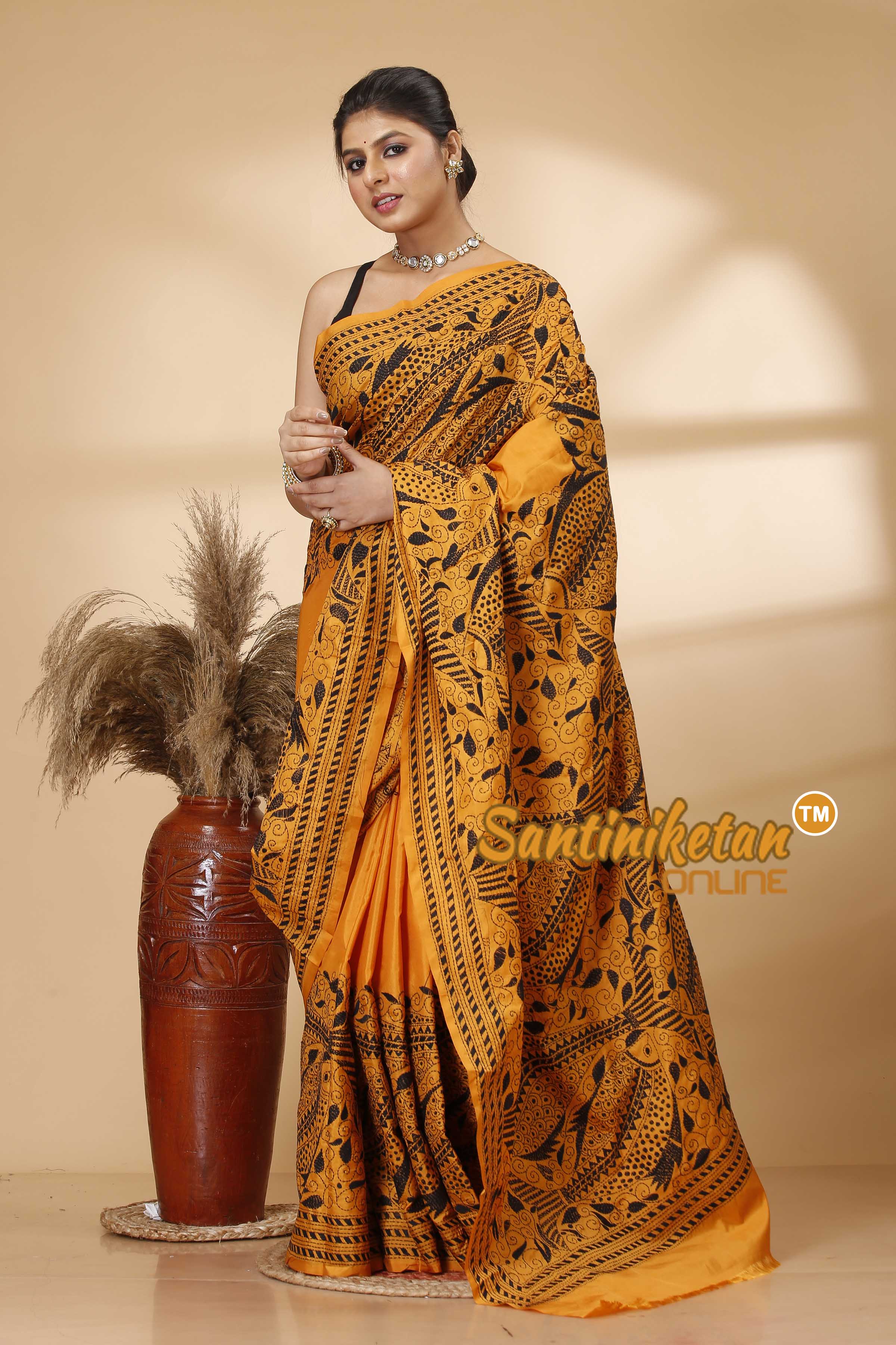 Butter Silk Kantha Stitch Saree SN202522050