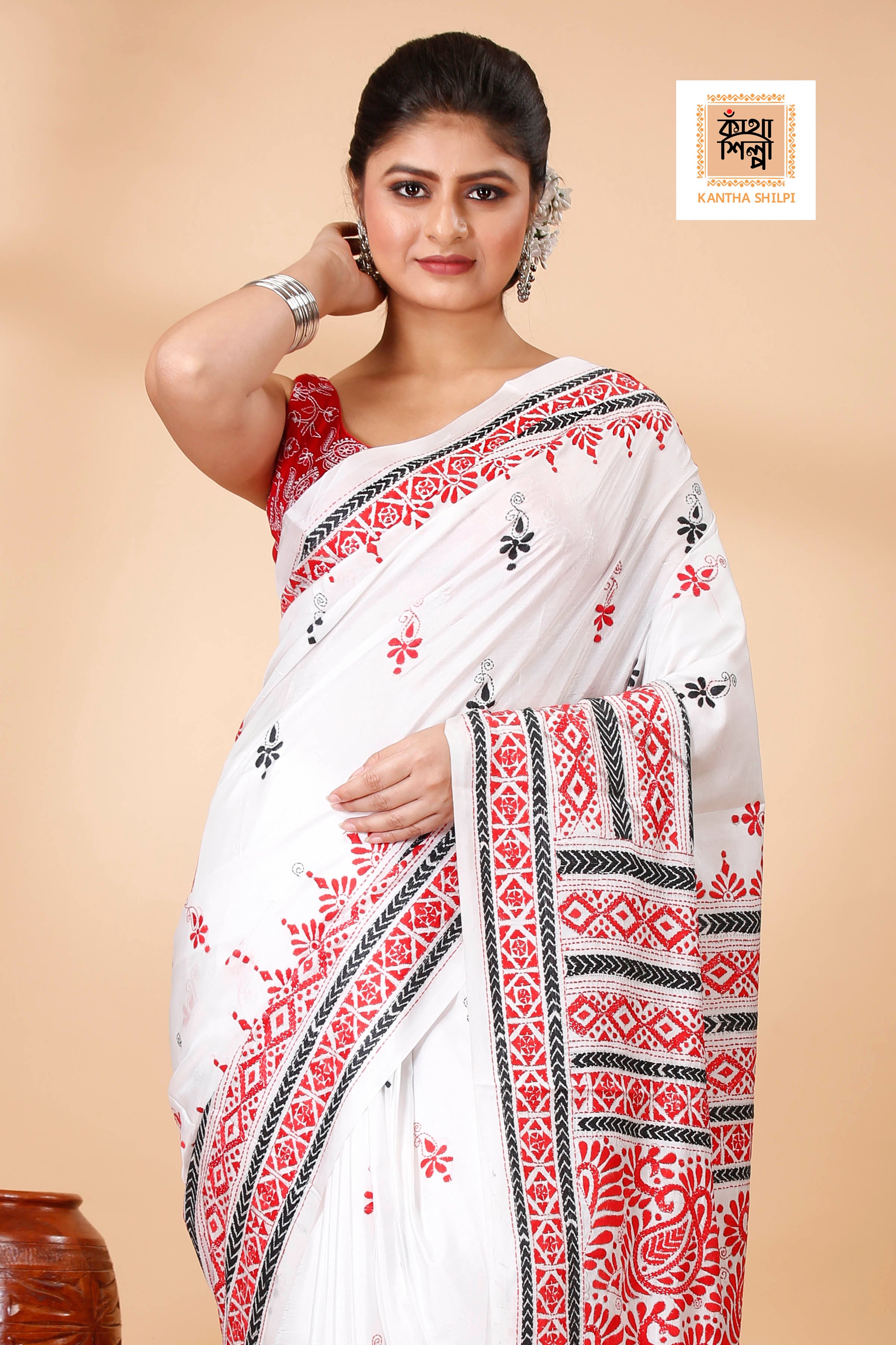 Bangalore Silk Kantha Stitch Saree SN202522068