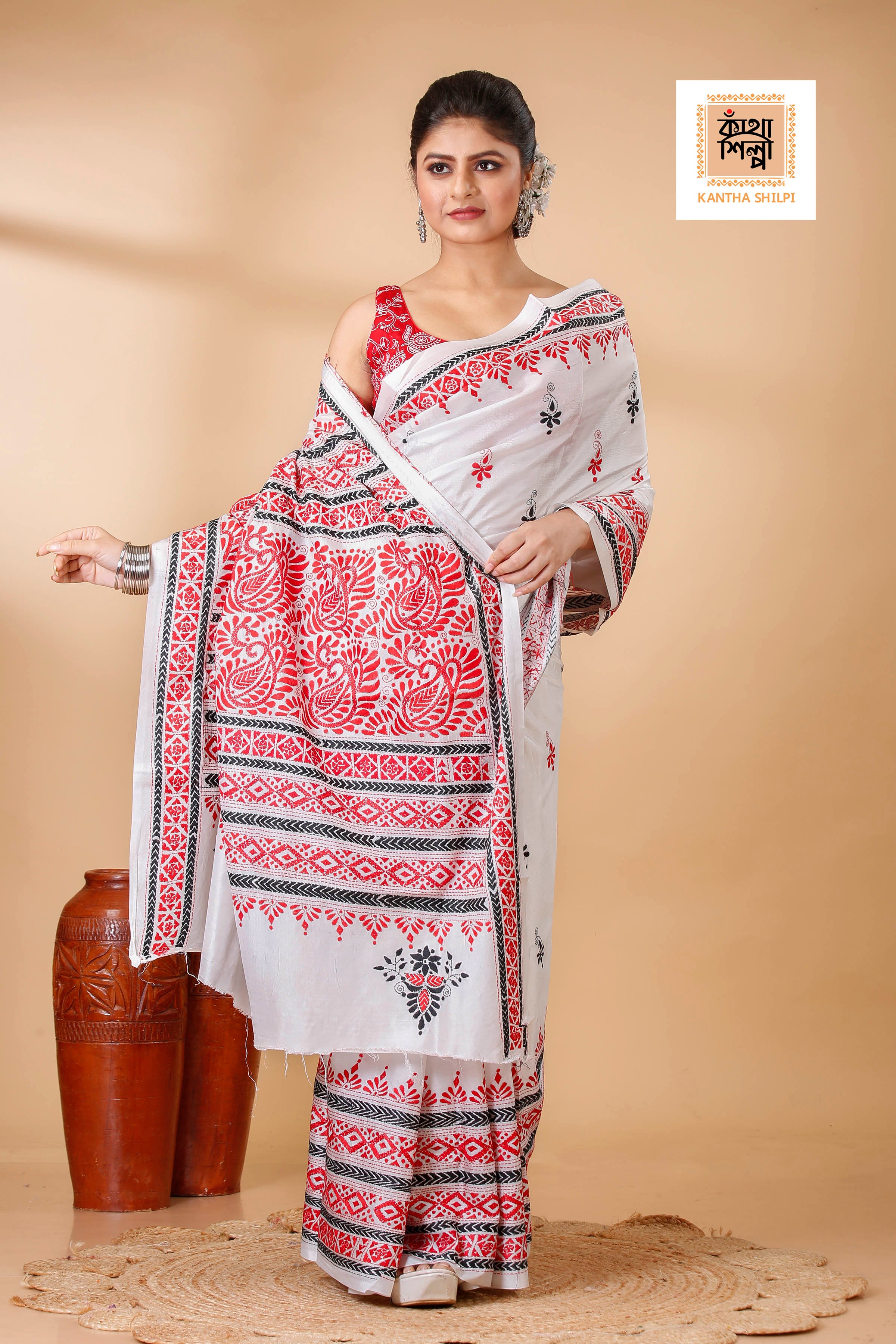 Bangalore Silk Kantha Stitch Saree SN202522068