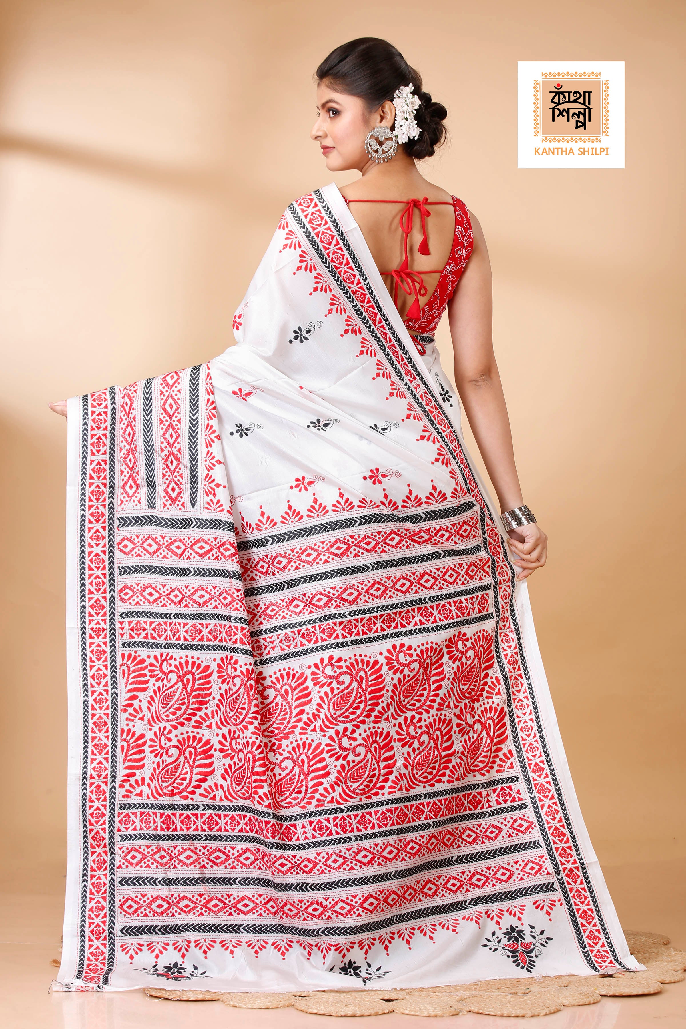 Bangalore Silk Kantha Stitch Saree SN202522068