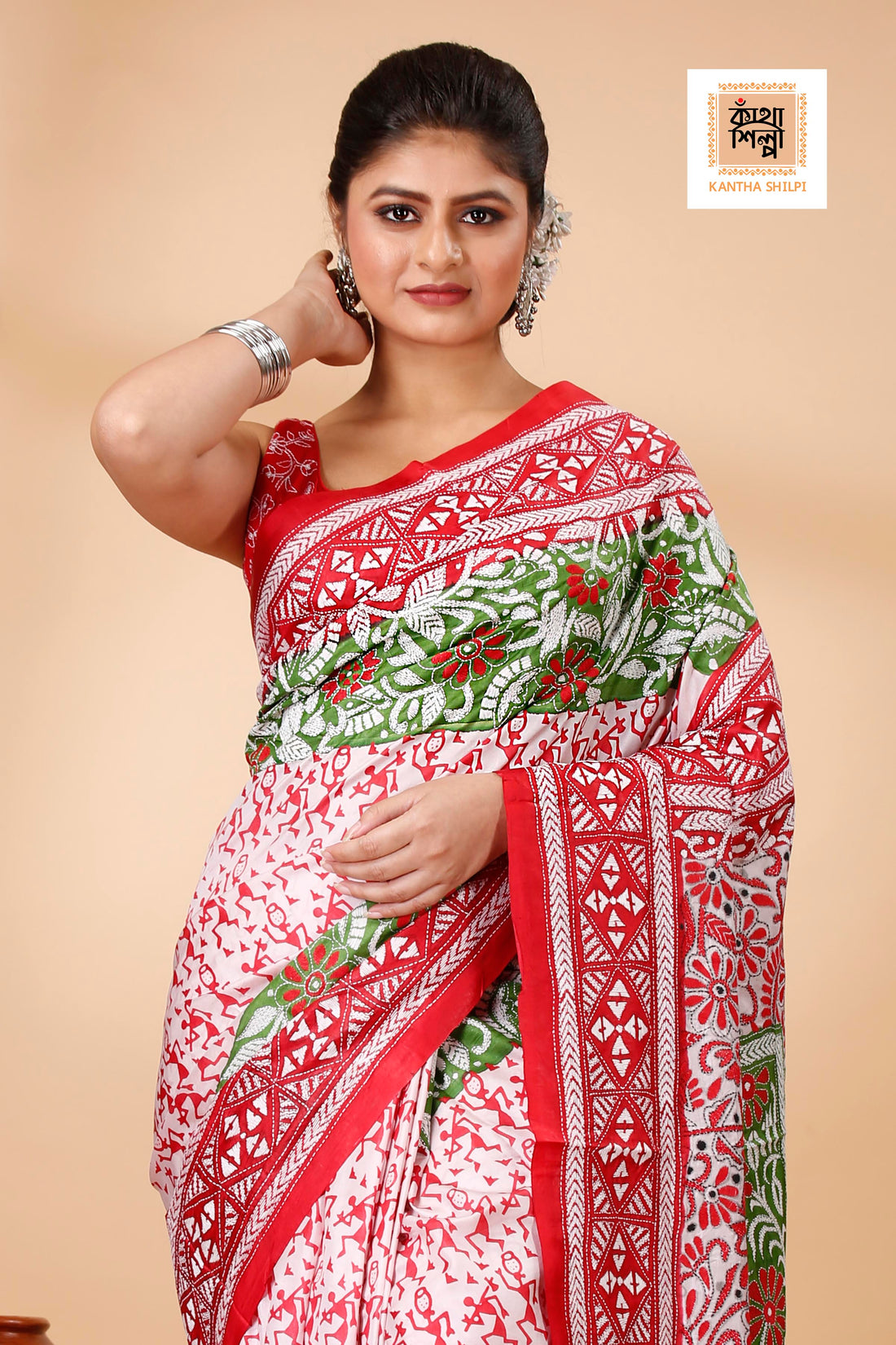 Pure Bangalore Silk Kantha Stitch Saree SN202522111