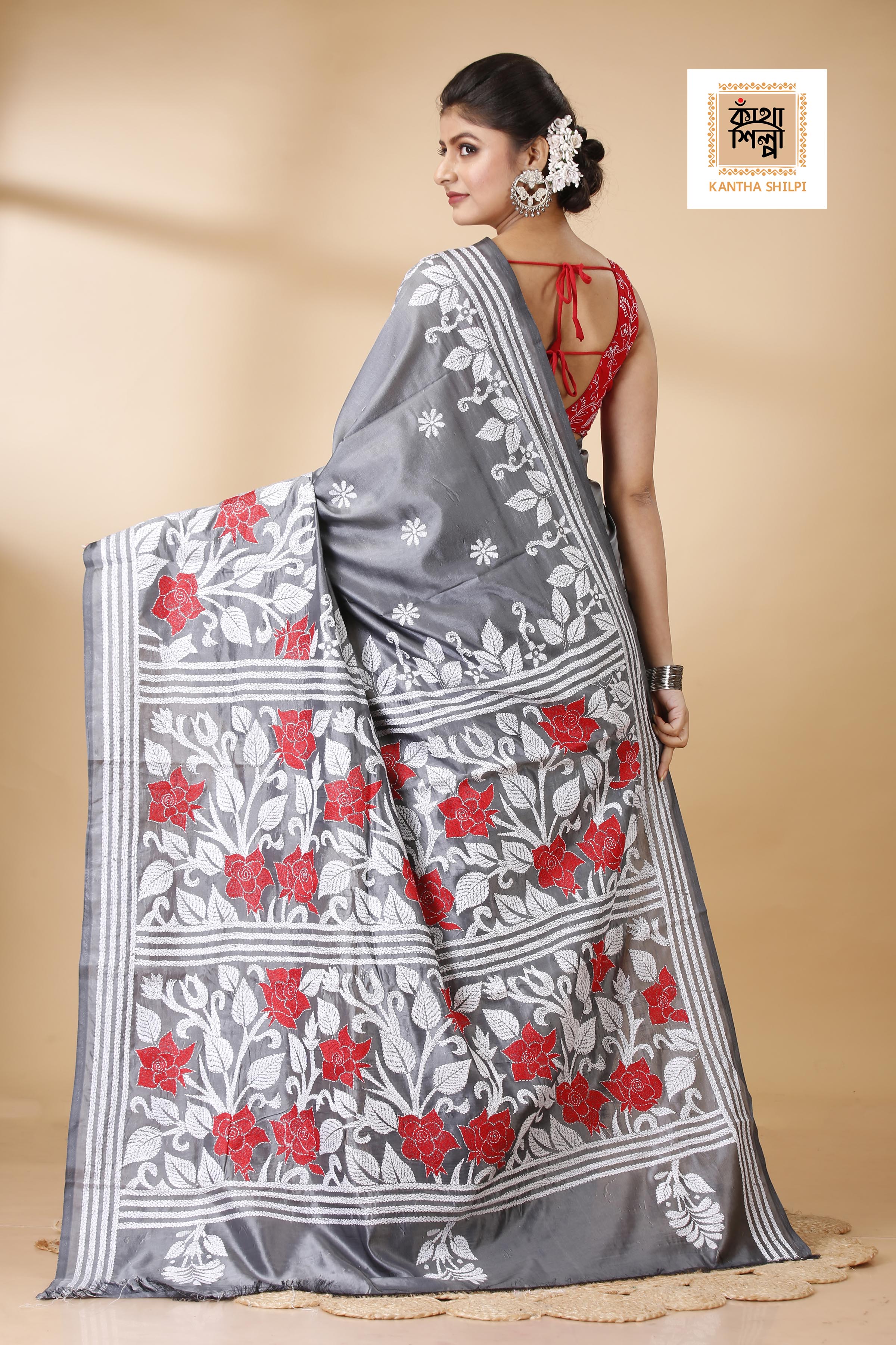 Bangalore Silk Kantha Stitch Saree SN202522123